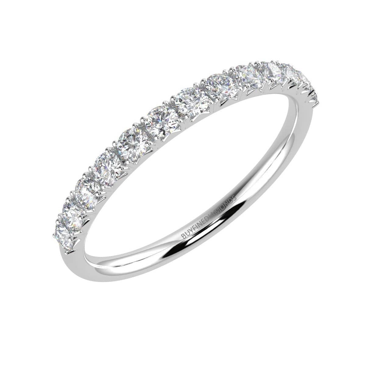 2.5 MM - 0.50 CT F/VS FRENCH PAVE DIAMOND HALF ETERNITY RING IN PLATINUM/18K GOLD
