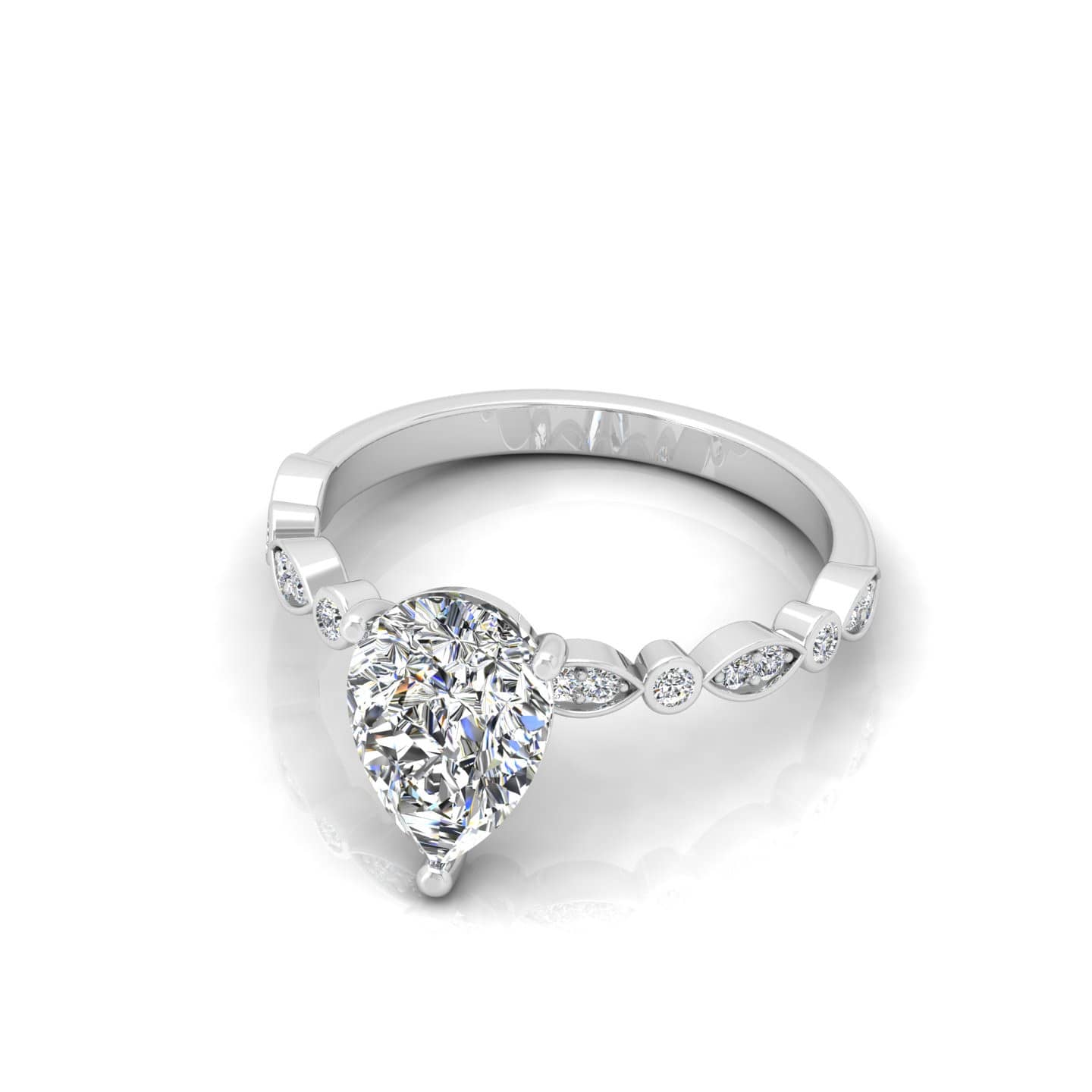 Perfect Fit Pear Diamond Vintage Engagement Ring