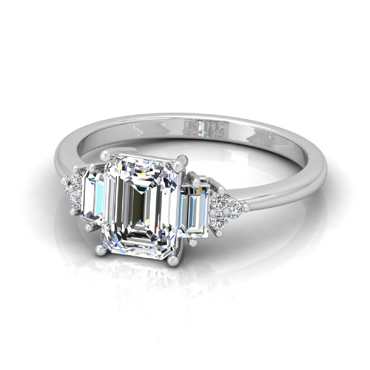 Emerald Diamond Classic Multi stone Engagement Ring
