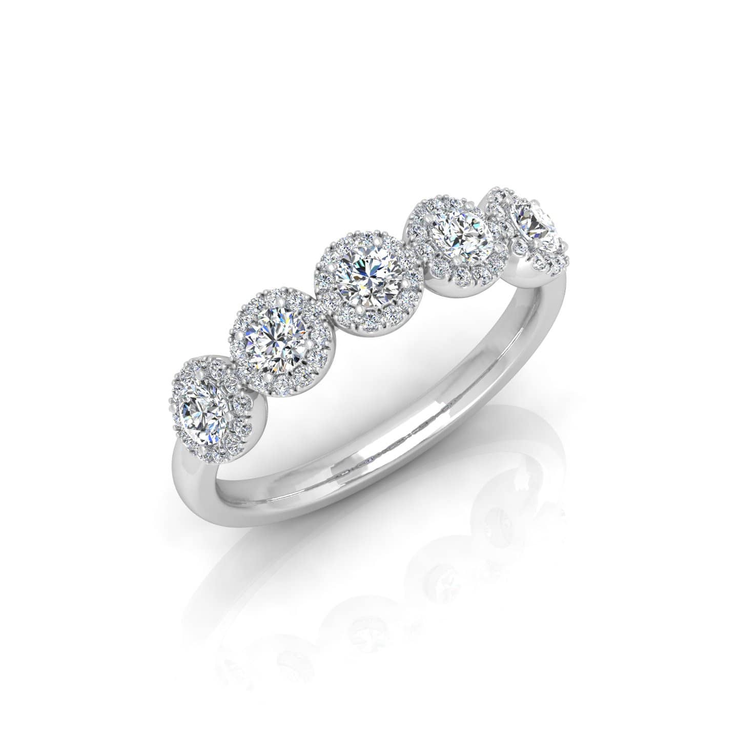 0.50 Ct F/Vs Natural Round Diamond Halo Set half Eternity Ring In Platinum