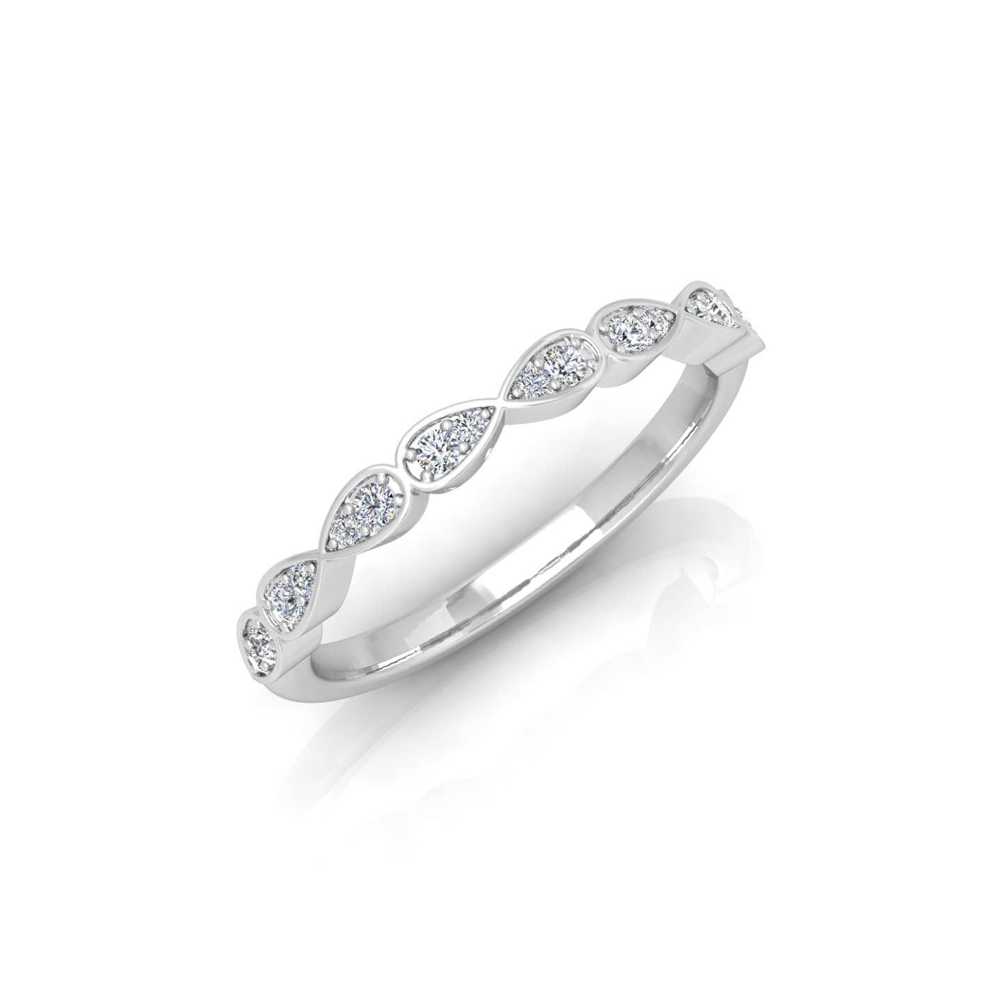 0.30 Ct F/Vs Natural Round Diamond Half Eternity Ring In Platinum For Women