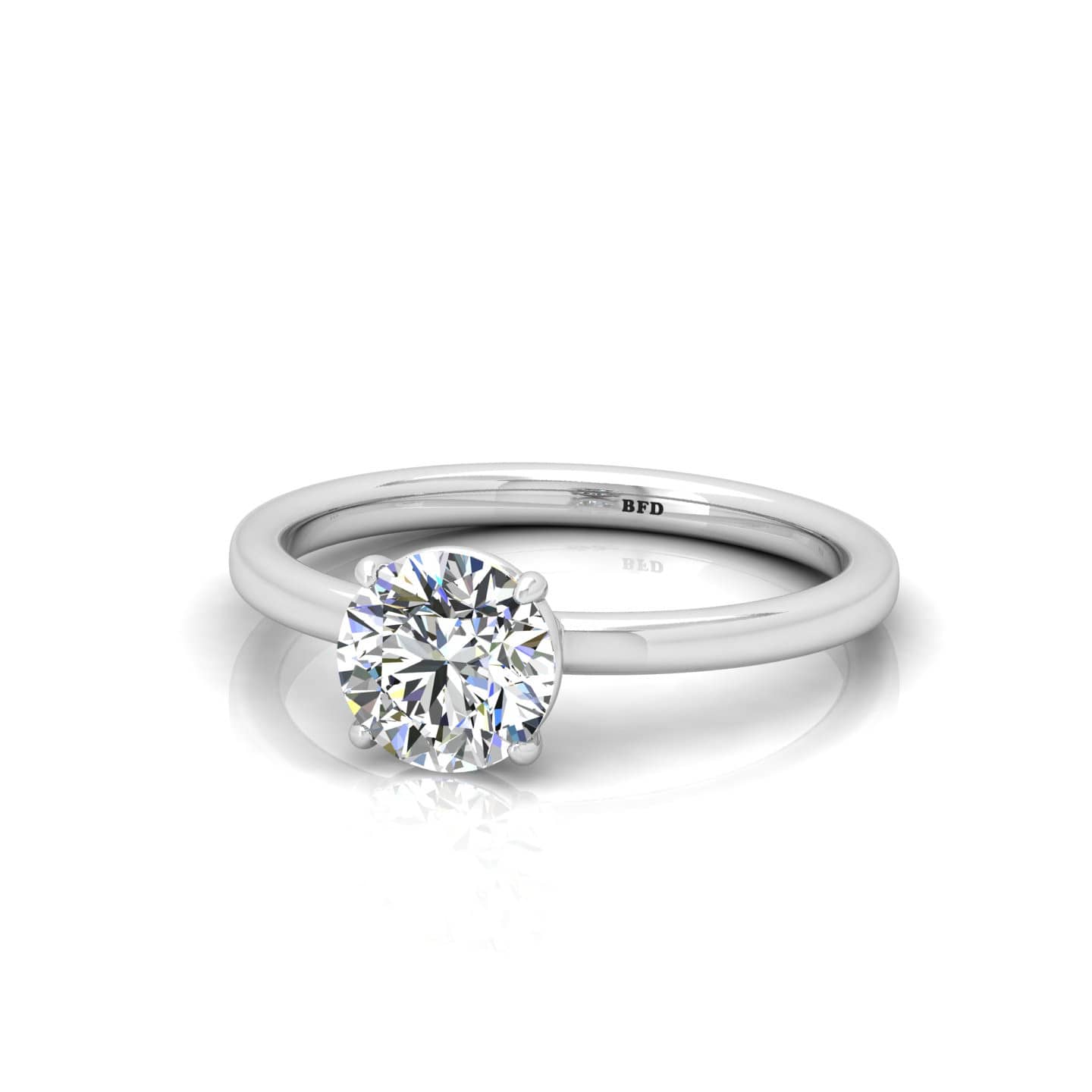 Round Diamond U Shape Basket Setting Solitaire Engagement Ring