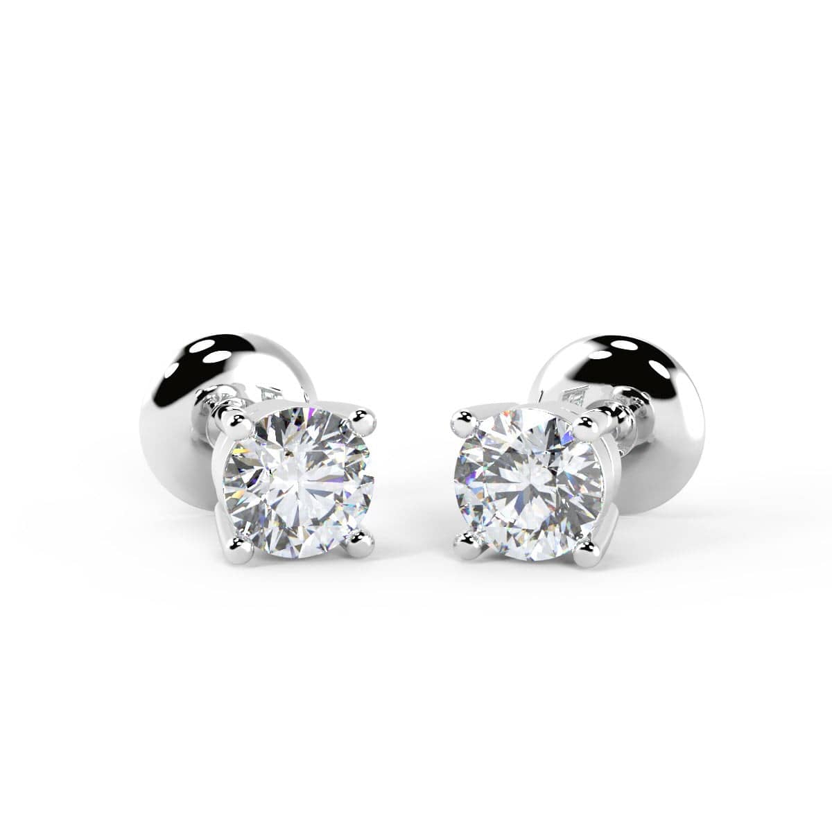 F/VS ROUND DIAMOND STUD EARRING FOR WOMEN'S IN 18K WHITE GOLD - 0.20CT - 0.50CT