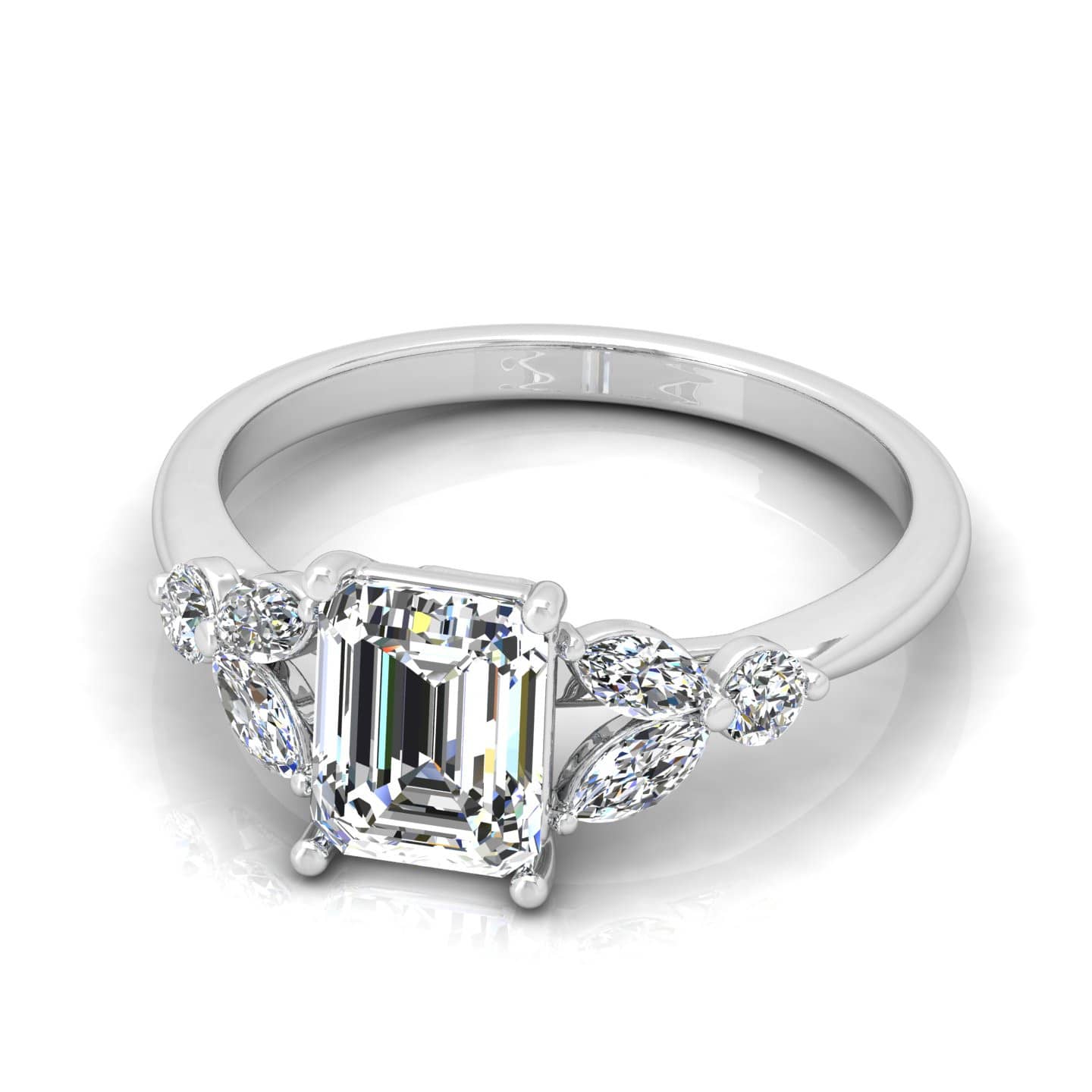 Emerald Diamond Designer Engagement Ring