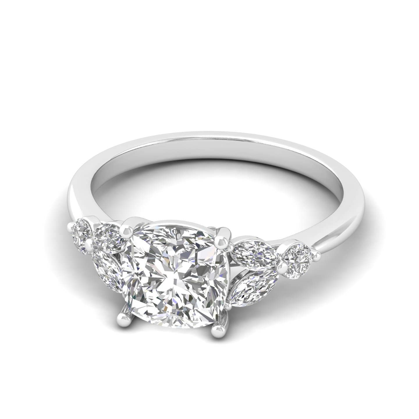 Cushion Diamond Designer Engagement Ring