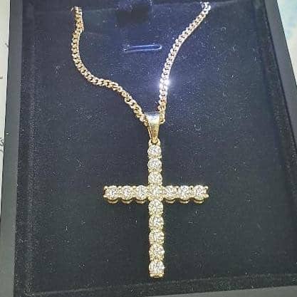 2.00 Ct Cross Pendant Natural Round Diamond Crafted in Yellow Gold With Chain In White Gold, Yellow Gold, Rose Gold