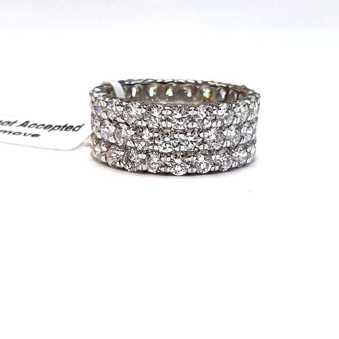 7.00 Ct Natural Round Three Row Diamond Full Eternity Ring In Platinum UK Hallmarked
