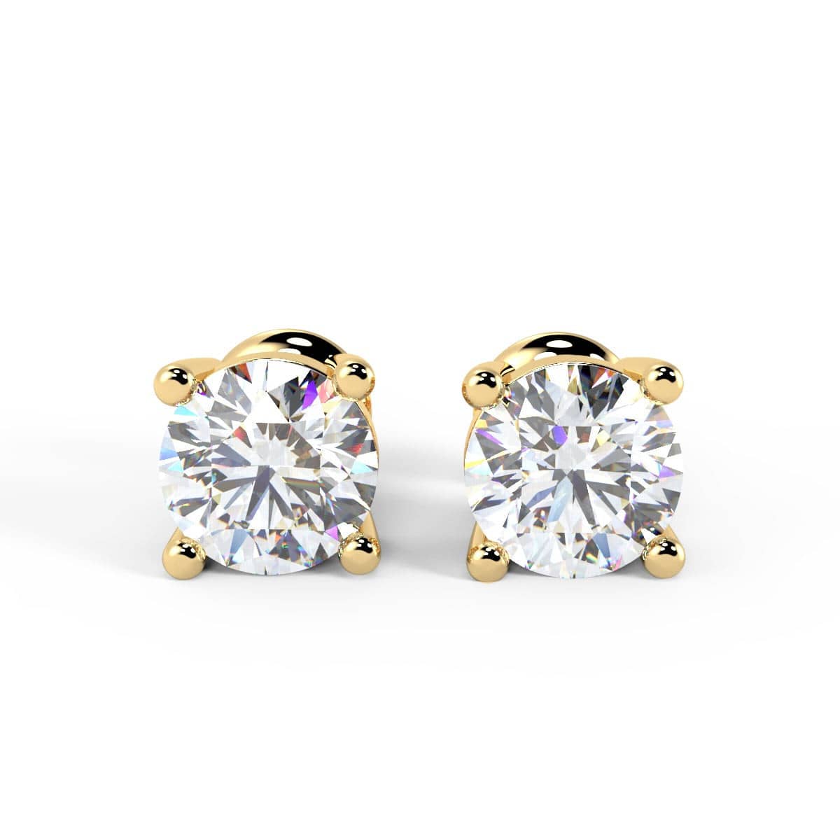 LAST PIECES 1.05CT ROUND DIAMOND STUD EARRINGS IN HALLMARKED 18K YELLOW GOLD