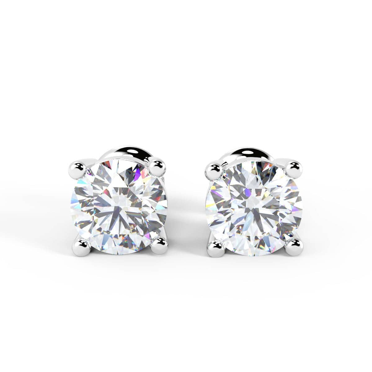F/VS 1.00CT ROUND DIAMOND STUD EARRINGS IN HALLMARKED PLATINUM