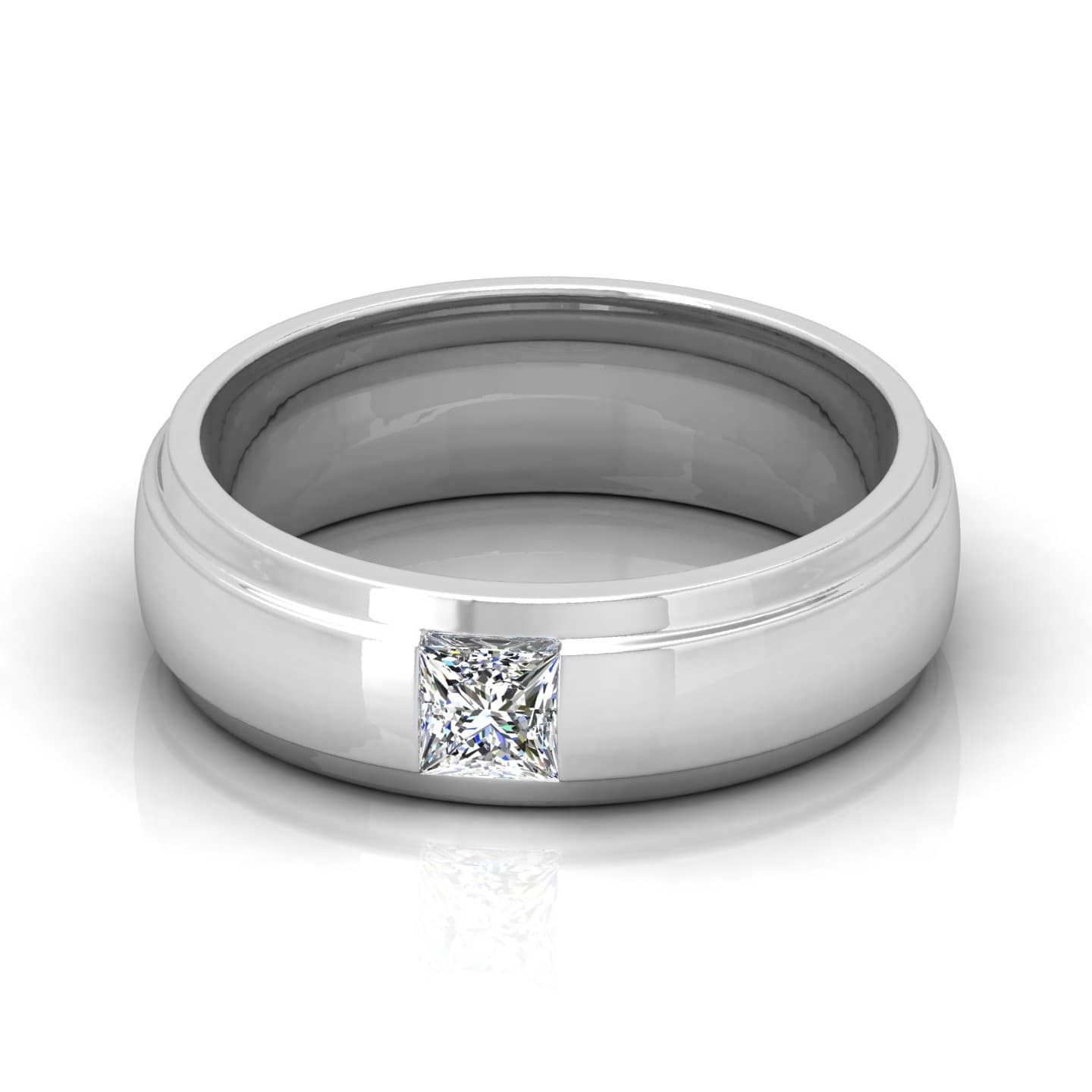 0.25 Ct F/VS Princess Cut Diamond Men's Heavy weight Wedding Band In 18k Gold