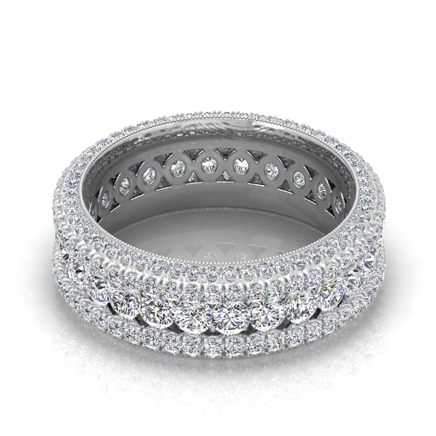 3.50 Ct Natural Round Diamond Channel Set Full Eternity Ring In 18k White Gold For Her
