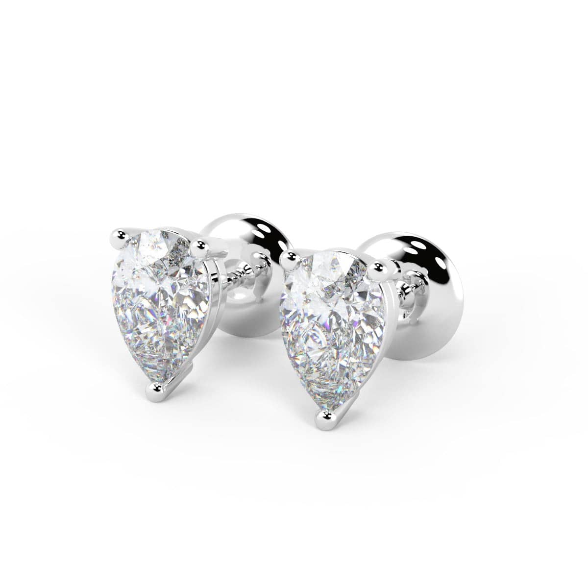 PEAR SHAPE DIAMOND STUD EARRINGS IN 18K WHITE AND YELLOW GOLD