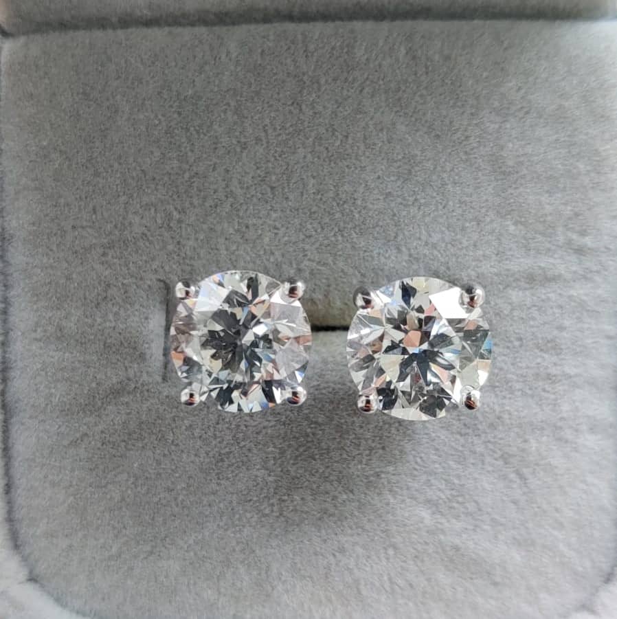 Best offer..! 2.00 Ct Natural Round Diamond Stud Earrings In 18k White Gold Screw Back