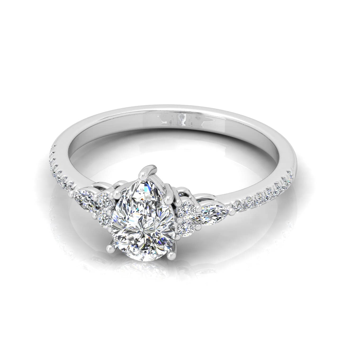 Classic Pear Diamond Designer Engagement Ring