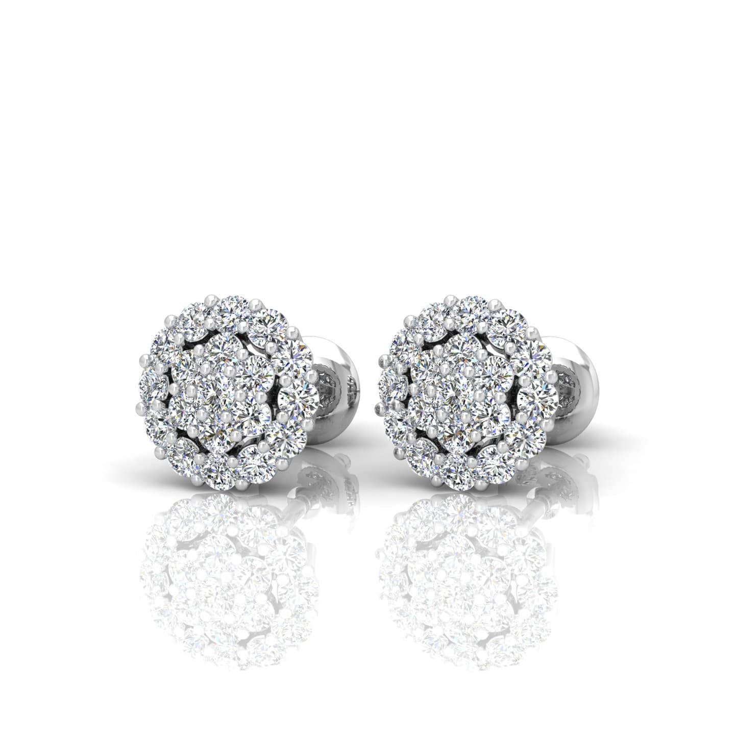 0.25 Ct Natural Round Diamond Claw Set Designer Stud Earring Crafted In 9k Gold