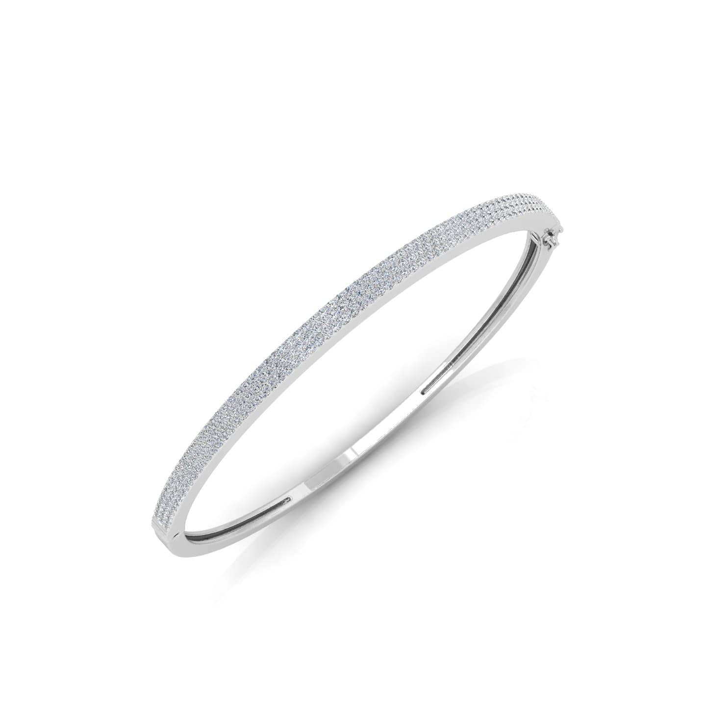 2.00 Ct F/VS Natural Round Diamond Three Row Bangle Bracelet For Women In 18k Gold