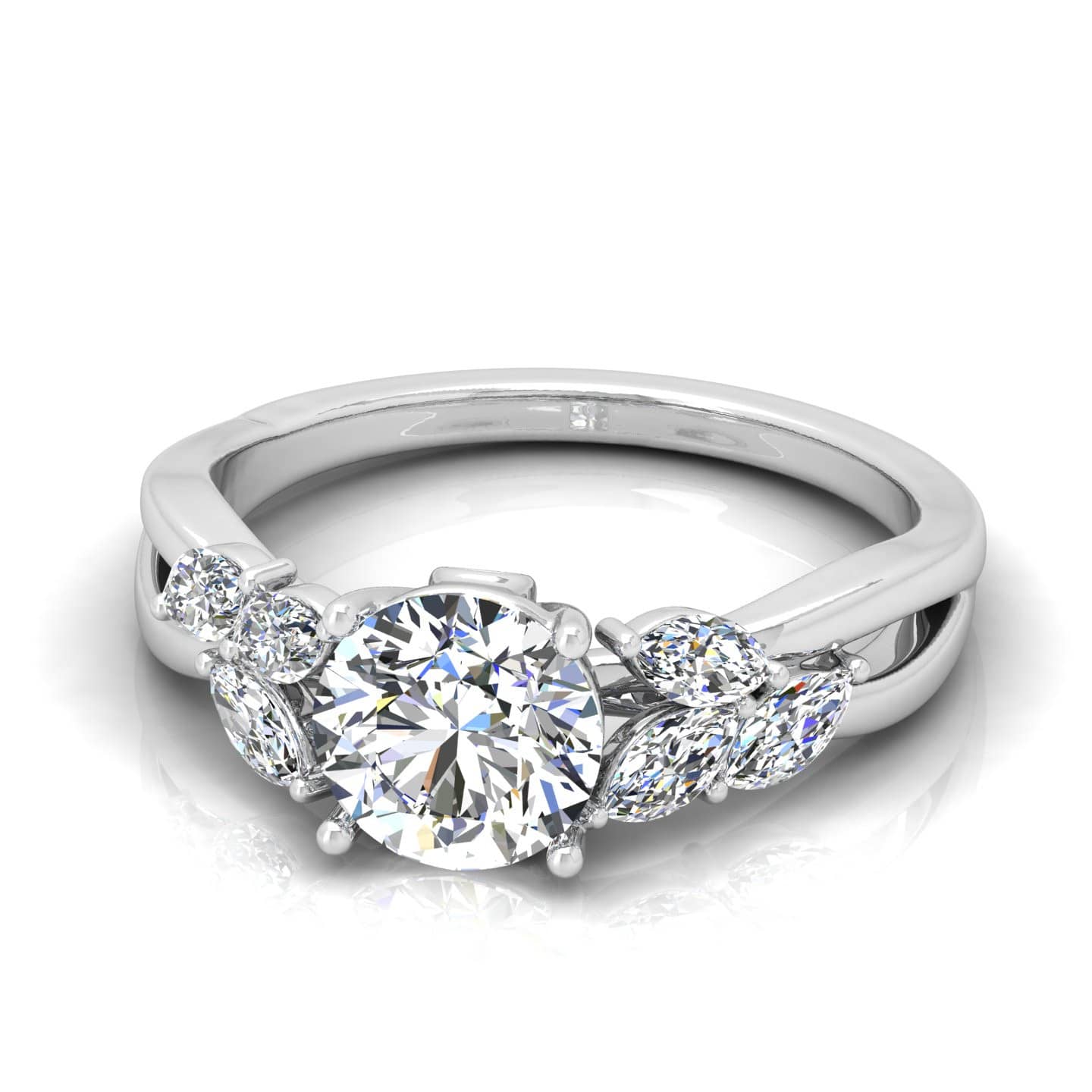 Round With Marquise Diamond Twisted Engagement Ring