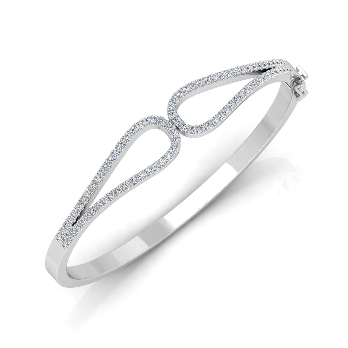 F/VS 1.00 Ct Natural Round Diamond Micro Pave Set Bangles In 18k gold