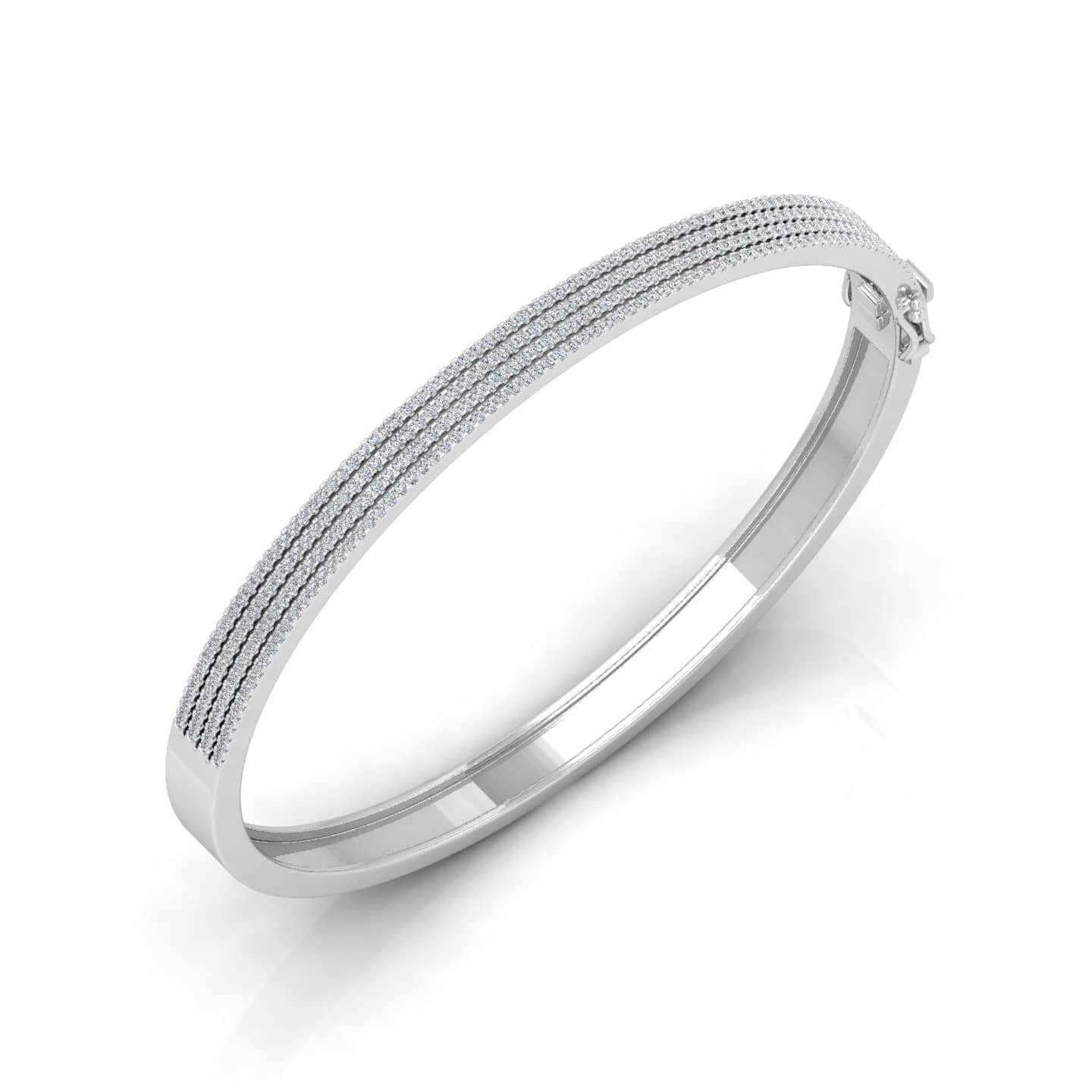 1.80 Ct Natural Round Diamond Four Row Designer Bangles Bracelets In 18k gold - F/VS