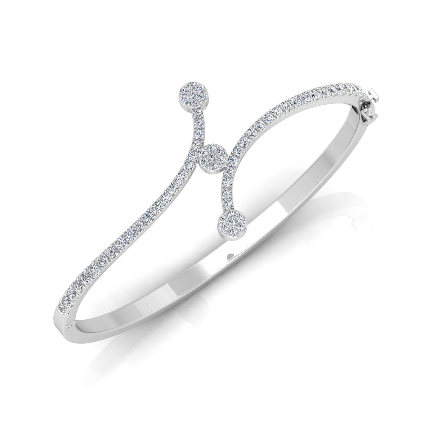 1.10 Ct Natural Round Diamond East West Style Bangle In 18k Gold For Women
