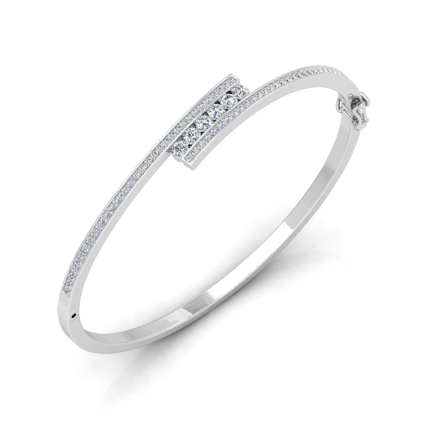 Special For Her ! 1.20 Ct F/VS Natural Round Diamond Bangle In 18k Gold