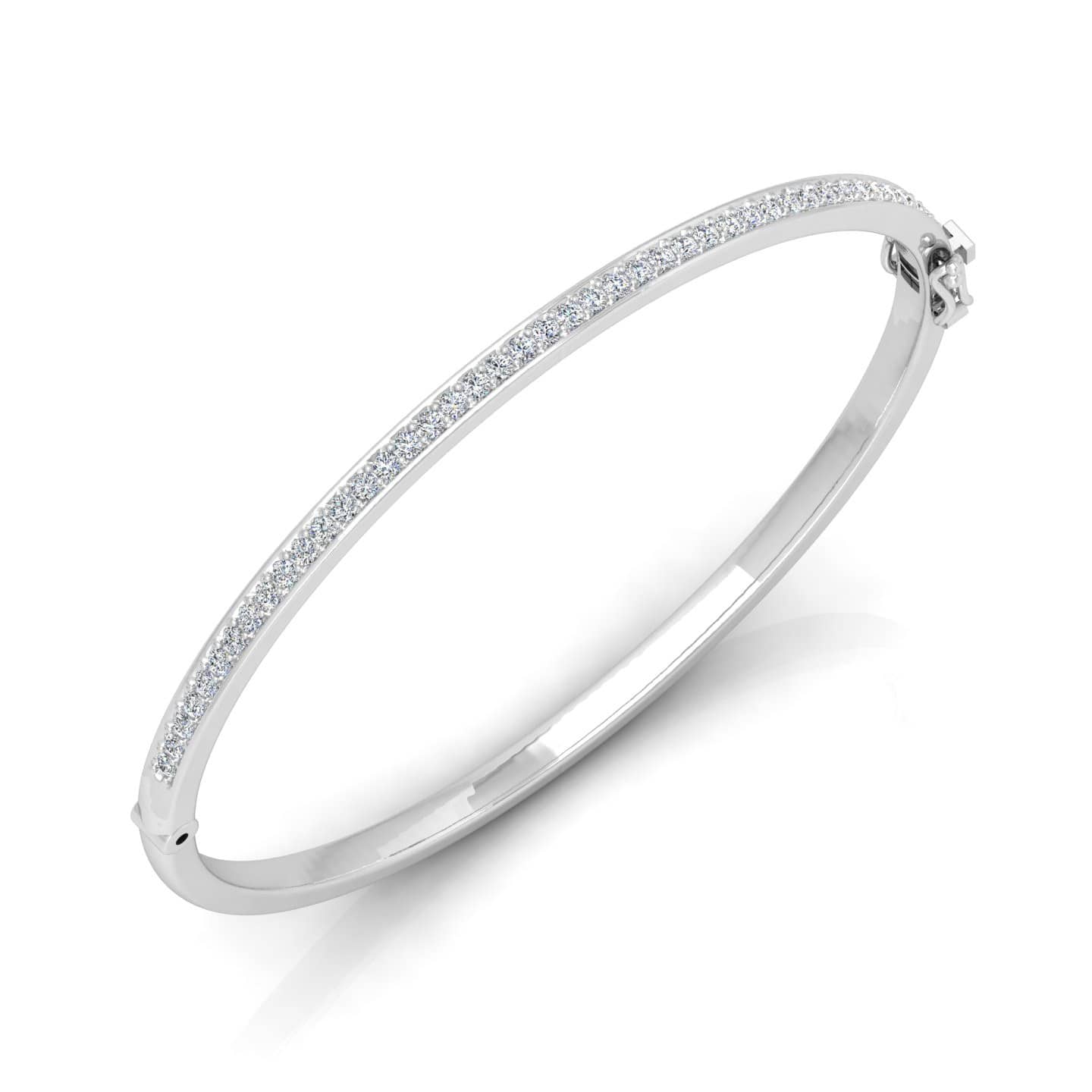 1.00 Ct F/VS Pave Set Natural Round Diamond Bangles In 18k Gold
