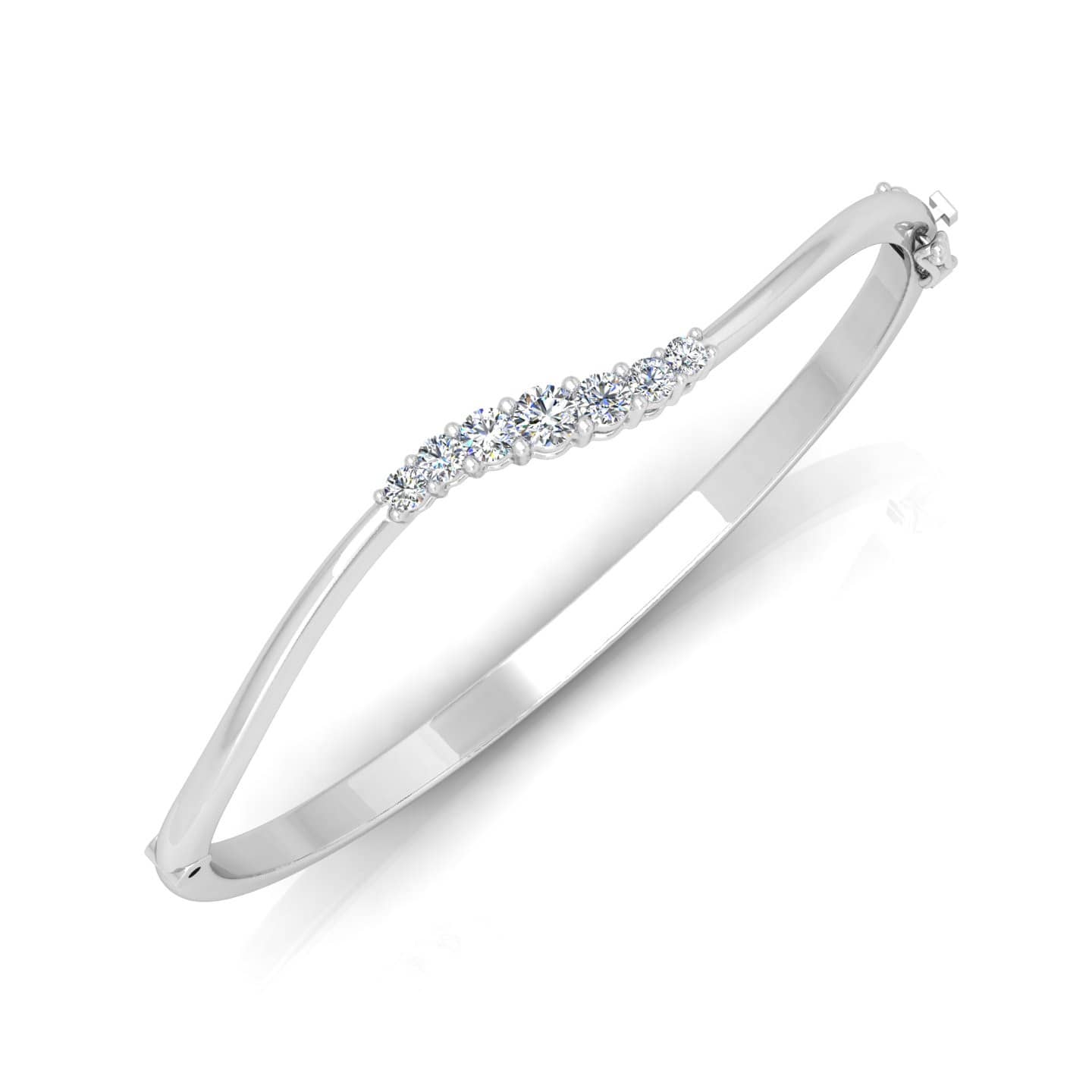 1.00 Ct Four Claw Set Natural Round Diamond Bangles In 18k Gold- F/VS