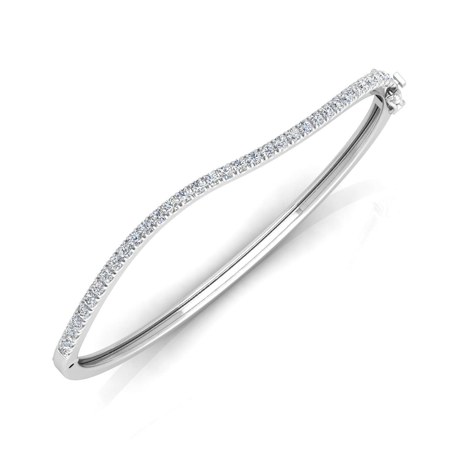1.10 Ct F/VS Micro Pave Set Natural Round Diamond Bangles In 18k Gold