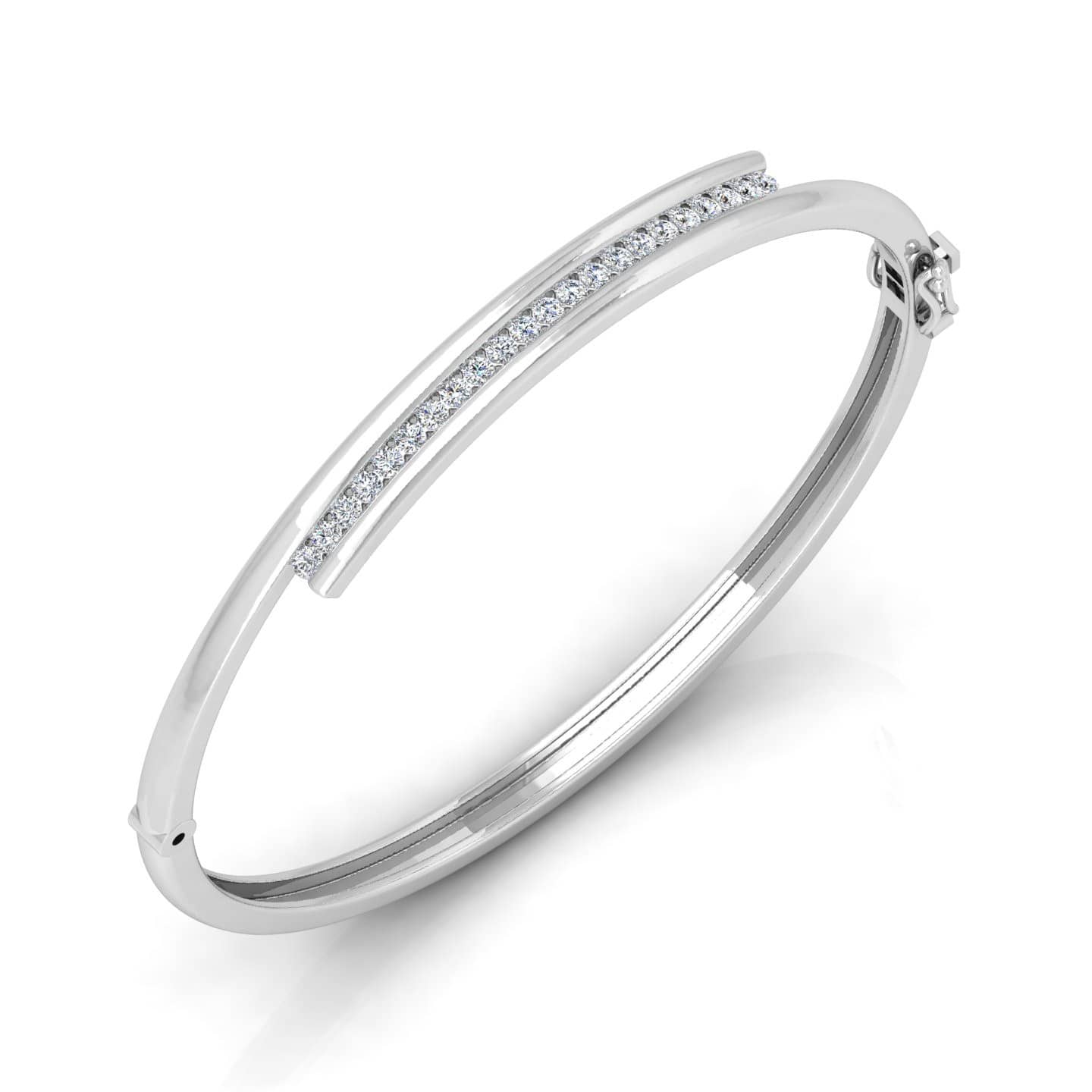 0.90 Ct F/Vs Channel Set Natural Round Diamond Bangles In 18k Gold For Her