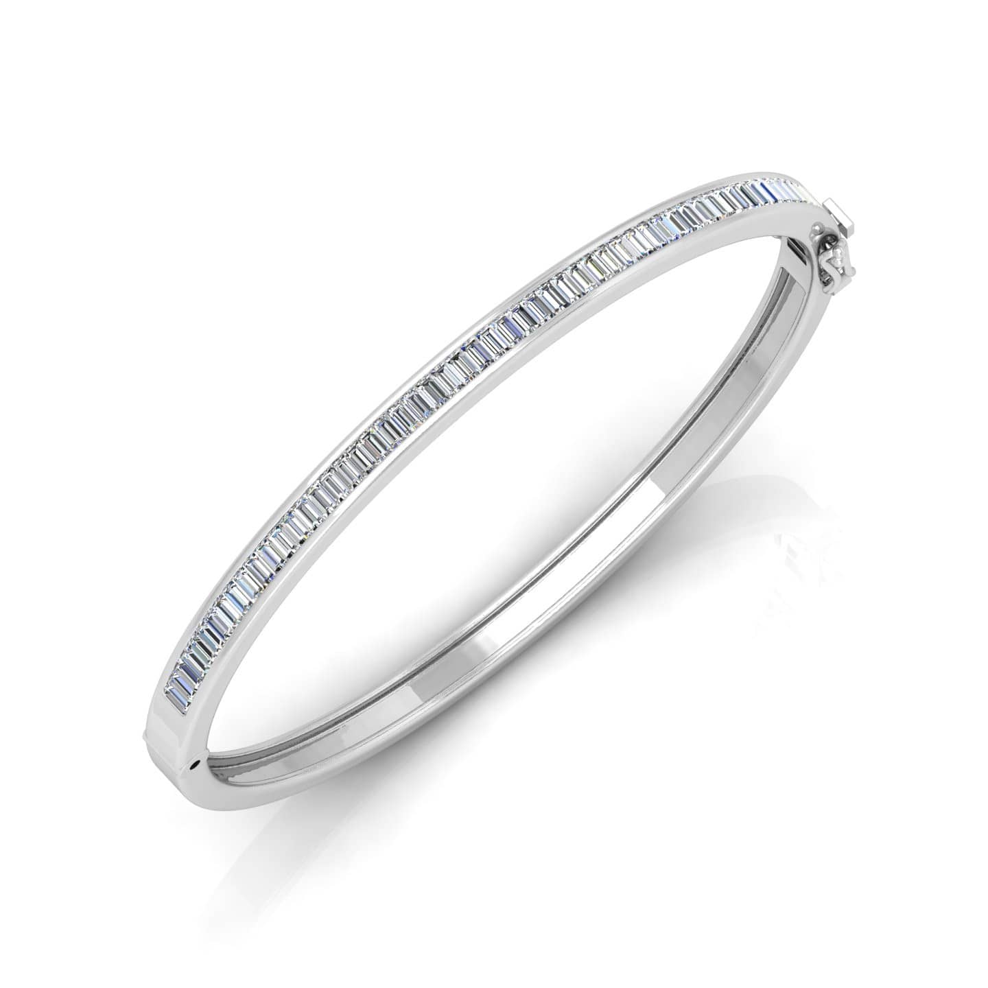 1.20 Ct Channel Set Natural Baguette Diamond Bangles In 18k Gold For Her - F/VS