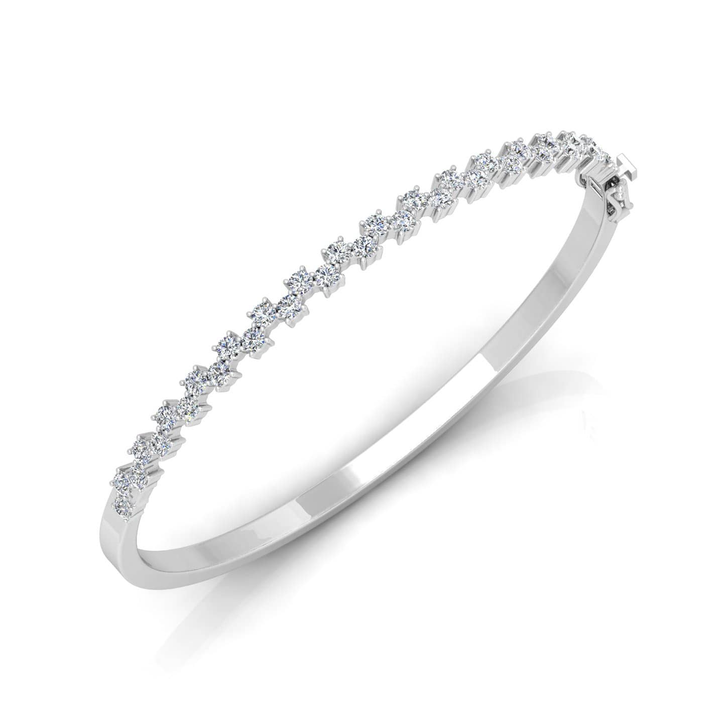 1.00 Ct F/VS Natural Round Diamond Claw Set Bangles In 18k Gold