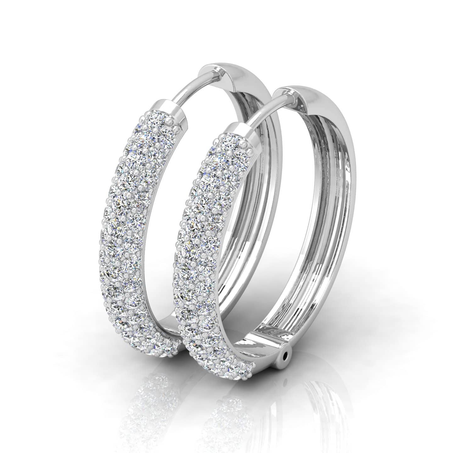 0.50 Ct 3 Row Natural Round Diamond Hoop Earrings In Gold For Her