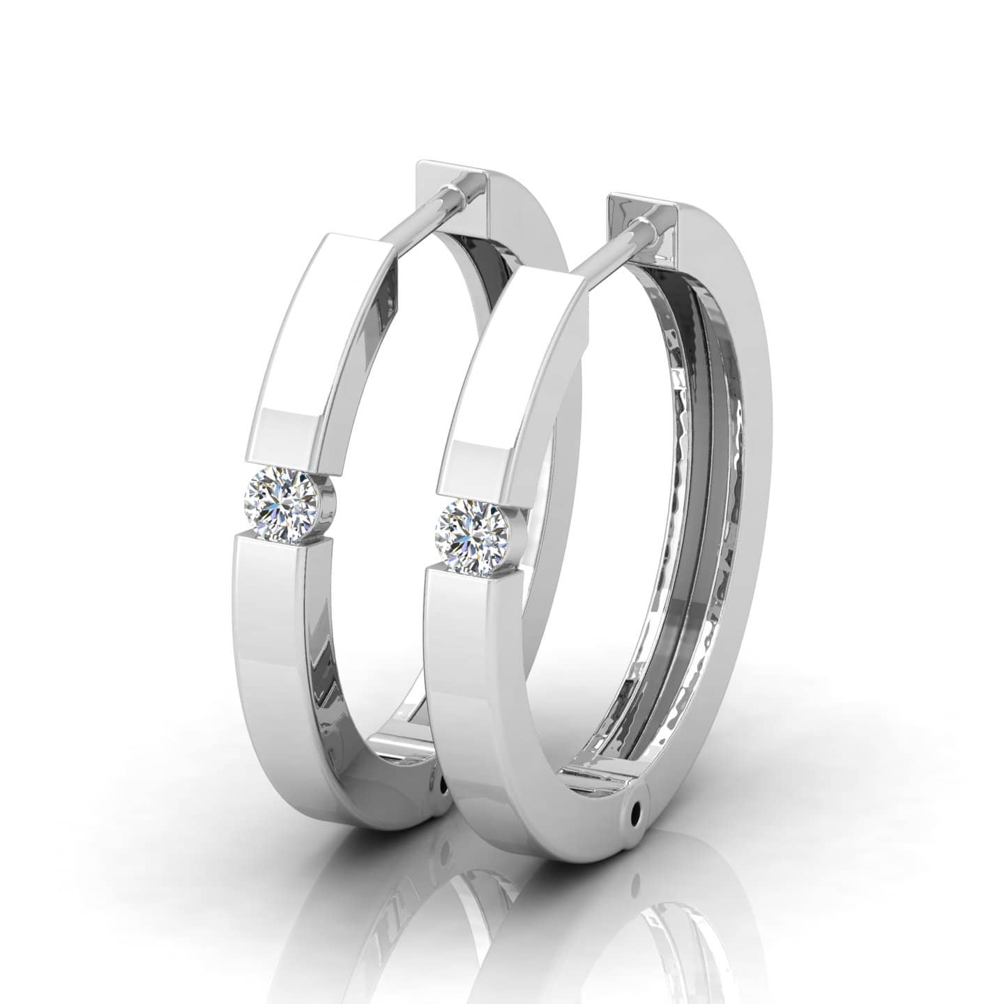0.10 Ct F/VS Natural Round Diamond Solitaire Hoop Earrings In 9k & 18k Gold