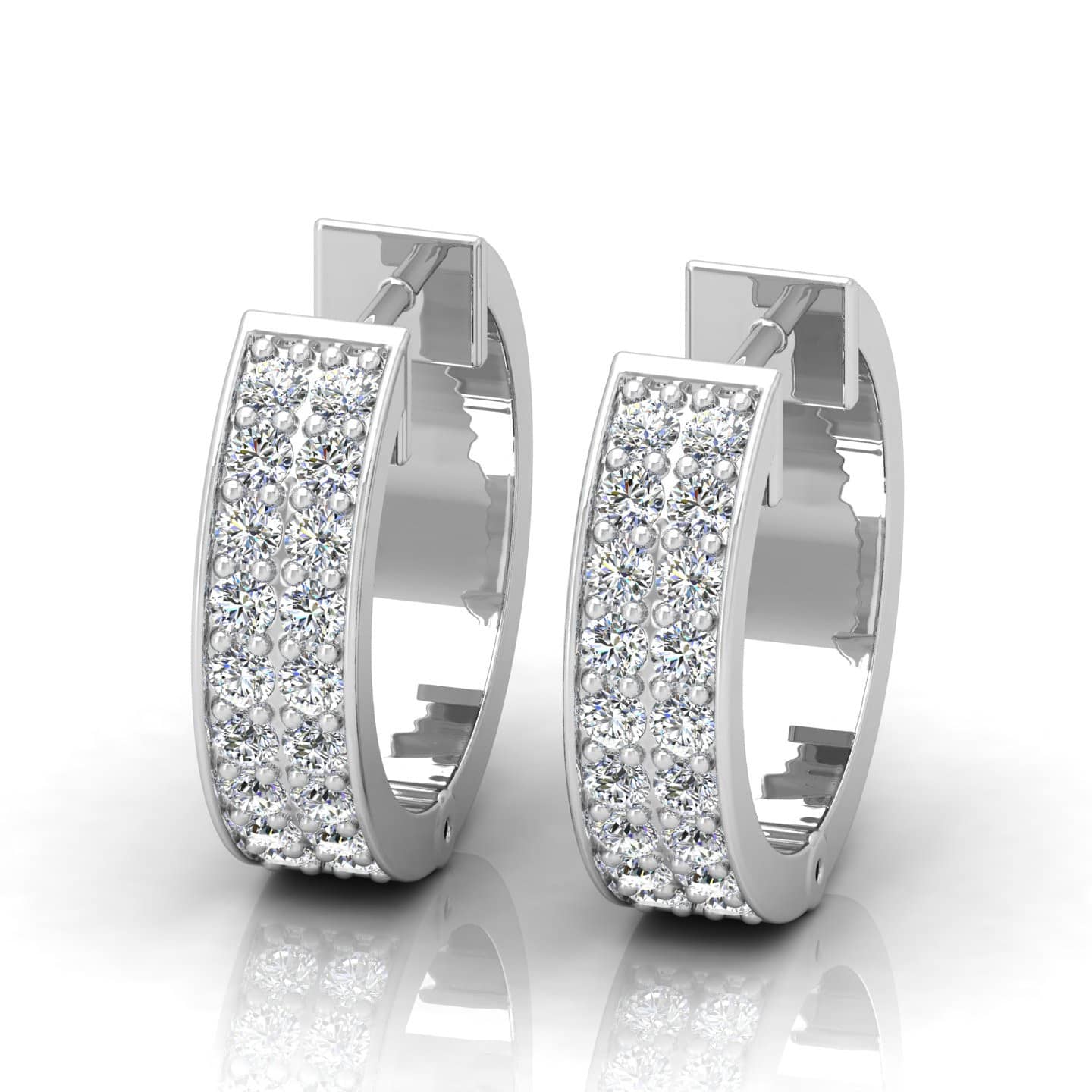 0.25 Ct F/VS Natural Round Diamond Pave Set Hoop Earrings In 9k & 18k Gold