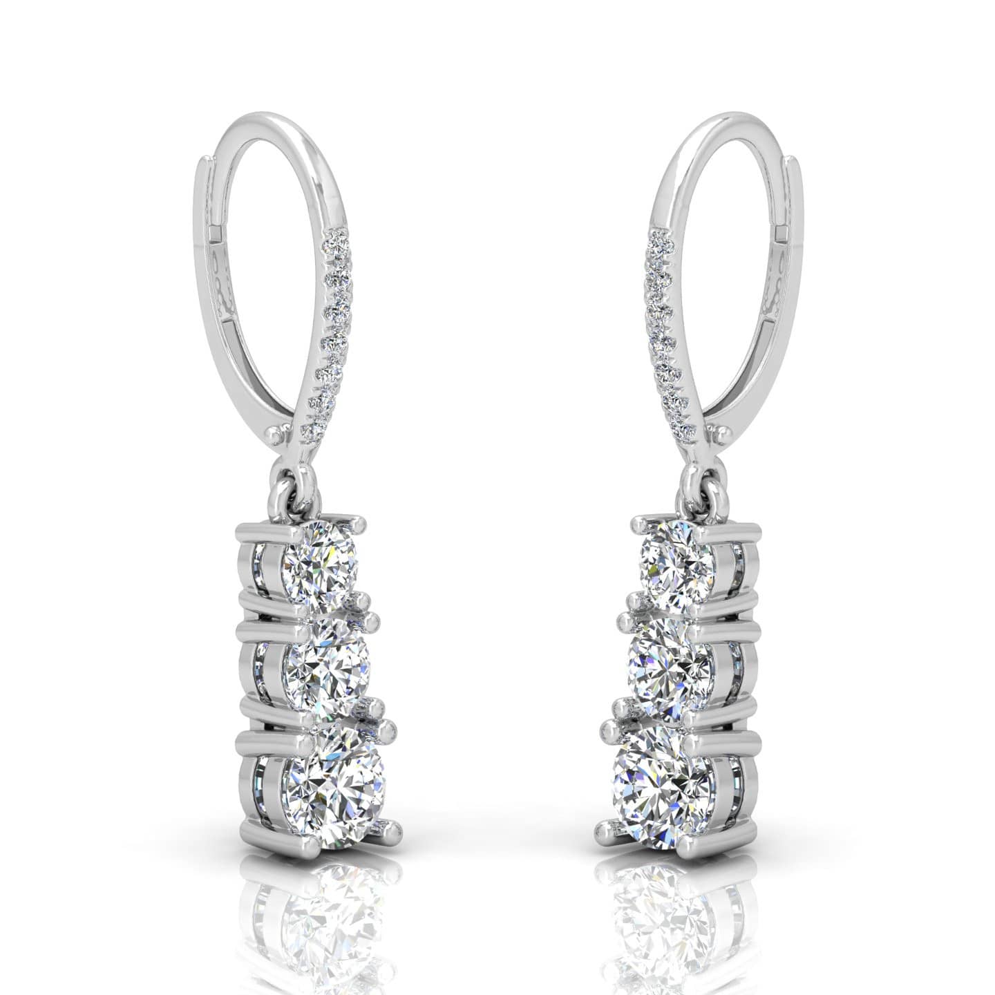1.80 Ct F/VS Natural Round Diamond Claw Set Drop Dangle Hoop Earring In 18k Gold