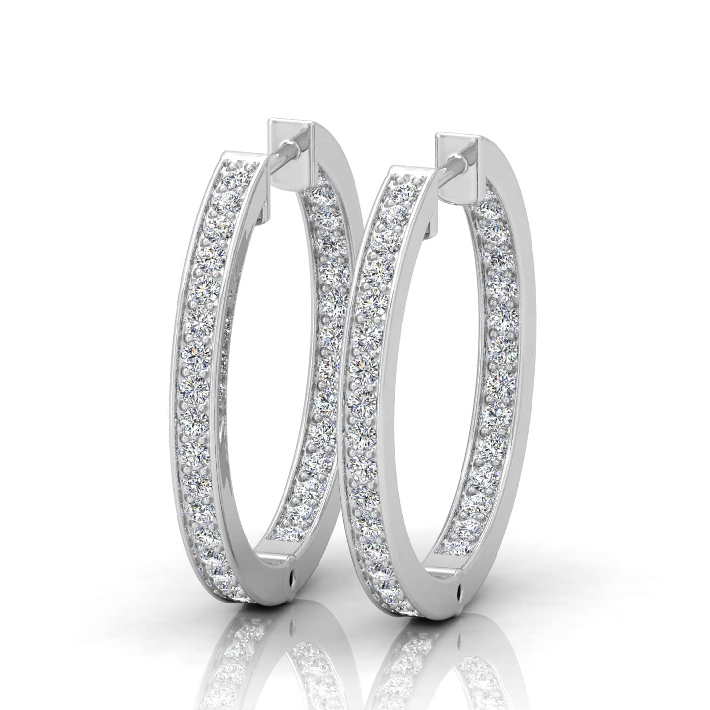0.50 Ct F/VS Natural Round Diamond Pave Set Hoop Earring In 9k & 18k Gold