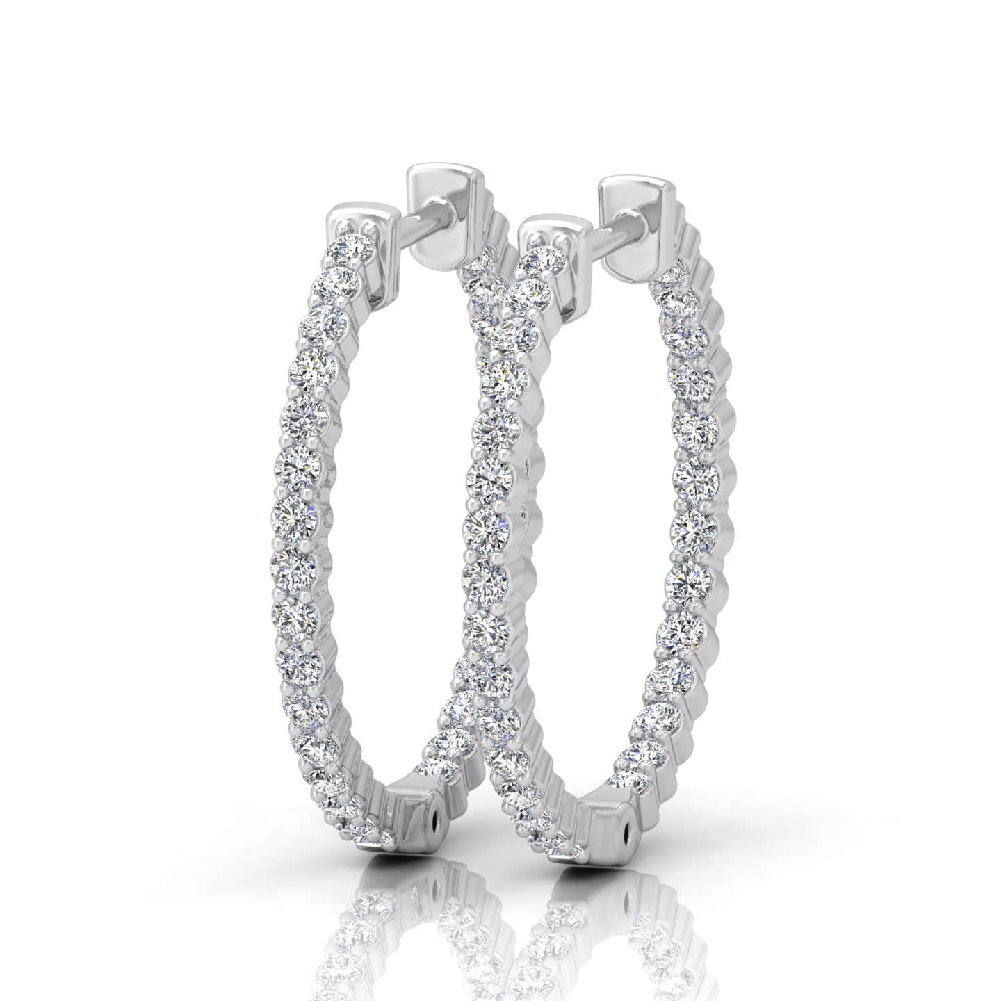 Women's 1.00 Ct Natural Round Diamond Claw Set Hoop Earring Crafted In 18k Gold
