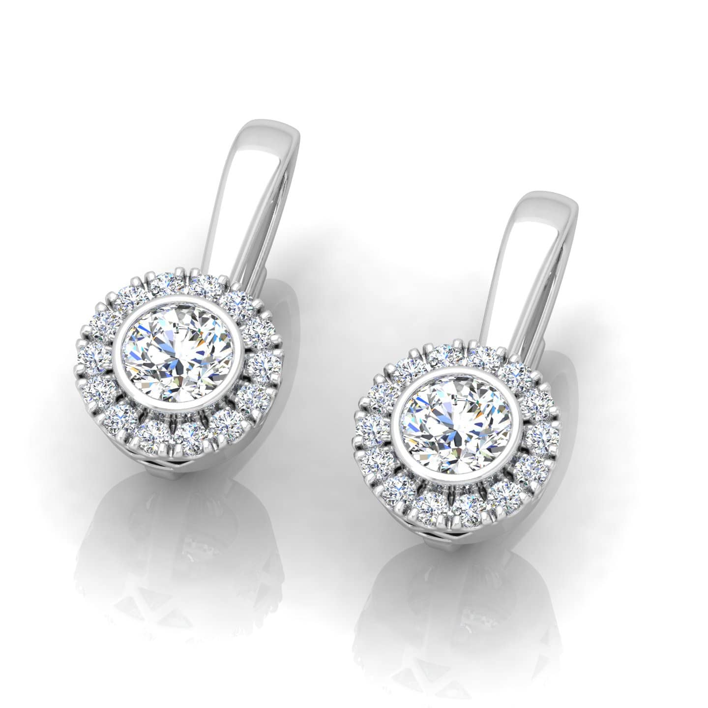 0.30 Ct Natural Round Diamond Halo Set Hoop Earring Crafted In 9k & 18k Gold
