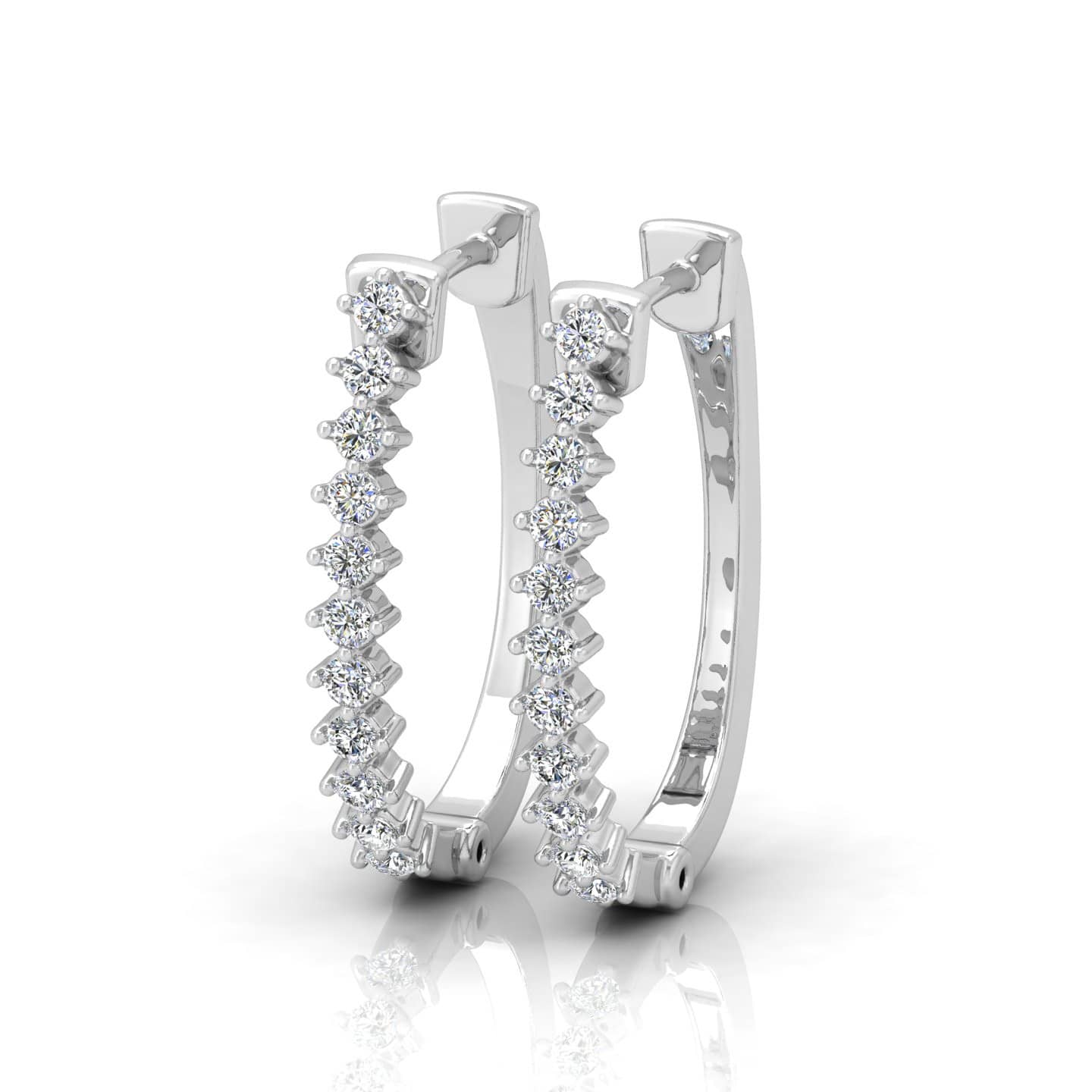 0.50 Ct Natural Round Diamond Claw Set Hoop Earring In 9k & 18k Gold For Her