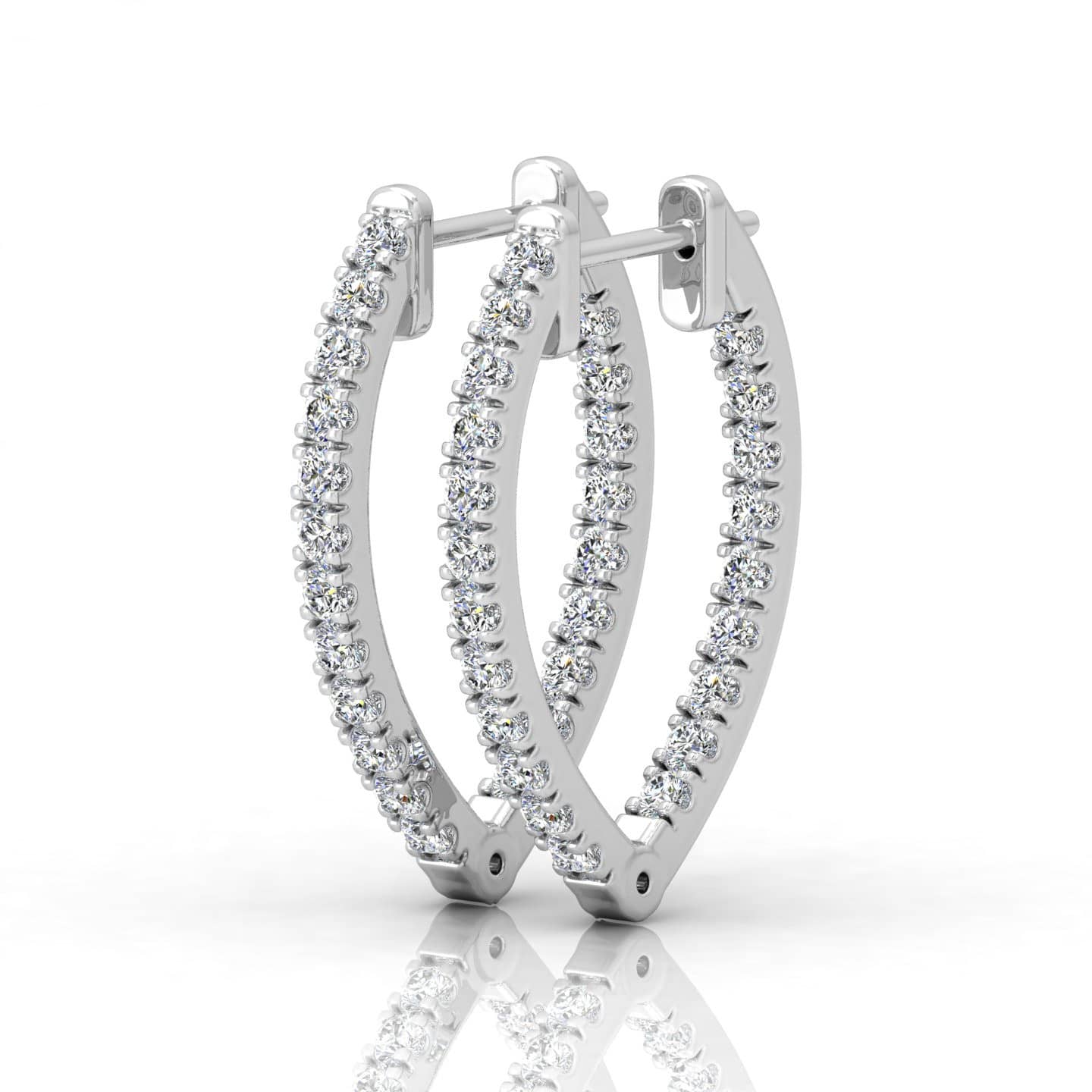 0.75 Ct Natural Round Diamond V Shape Micro Pave Set Hoop Earring In 9k & 18k Gold