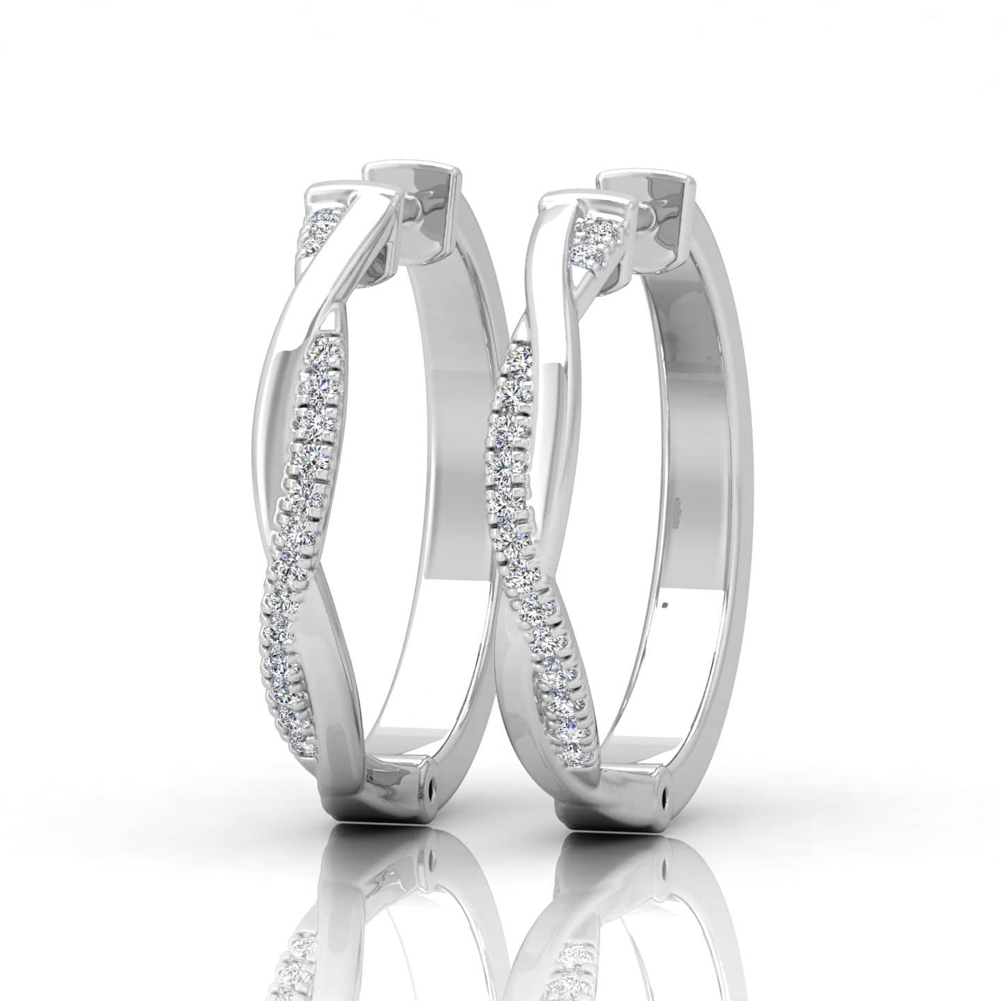 0.20 Ct Natural Round Diamond Micro Pave Twisted Hoop Earring In 9k & 18k Gold For Her