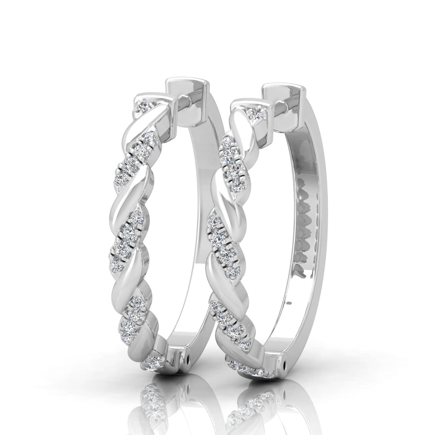 0.25 Ct Natural Round Diamond Micro Pave Twisted Hoop Earring In 9k & 18k Gold For Her