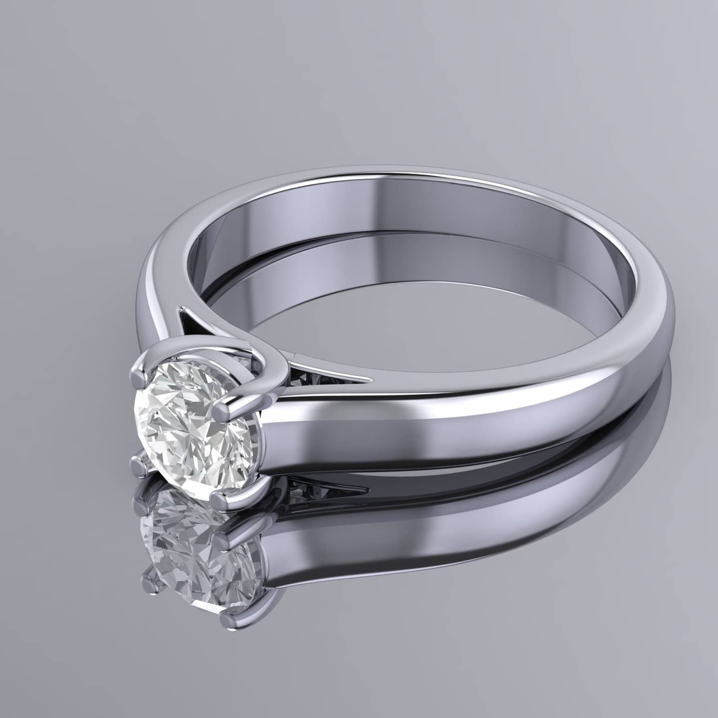 Classic Round Diamond Cathedral Set Solitaire Ring