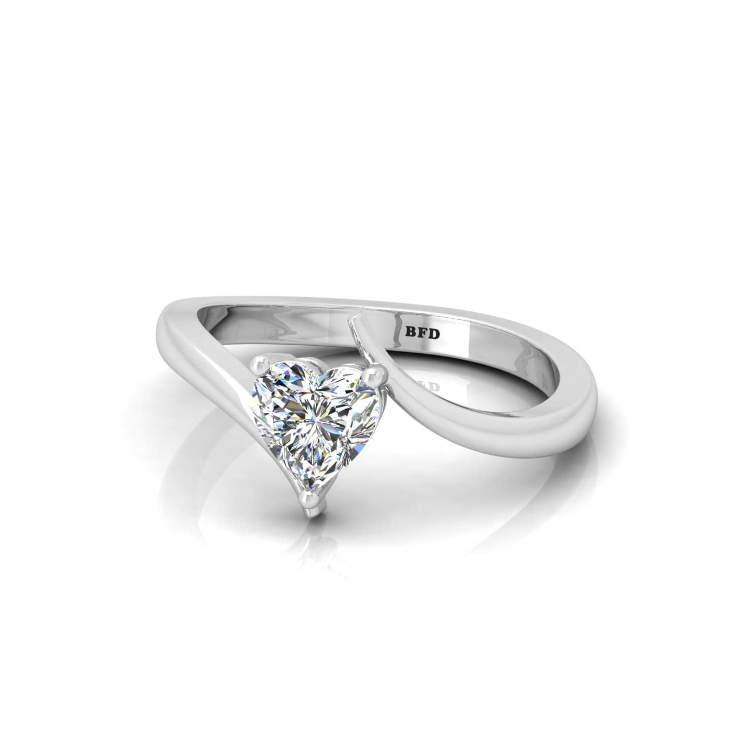 Heart Diamond Tension Set Solitaire Engagement Ring