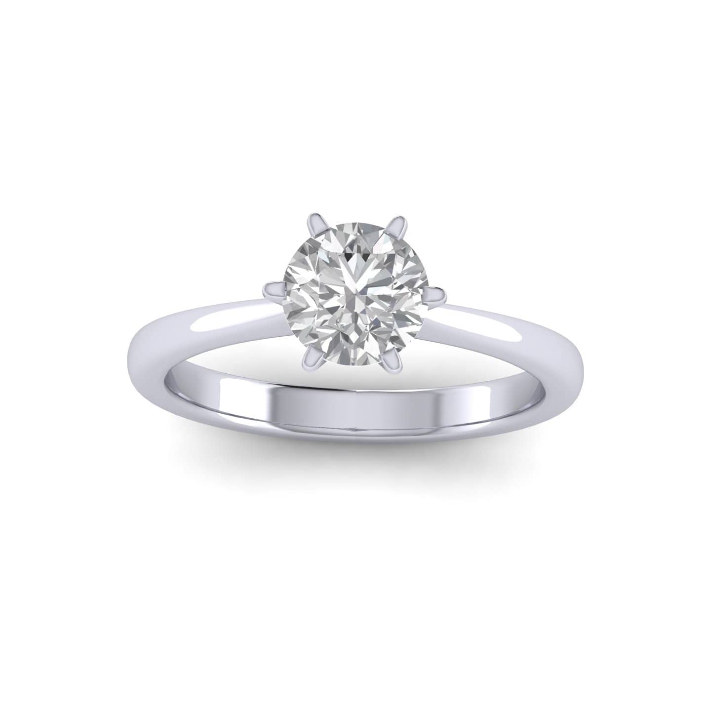 Round Diamond Six Claw Set Solitaire Ring
