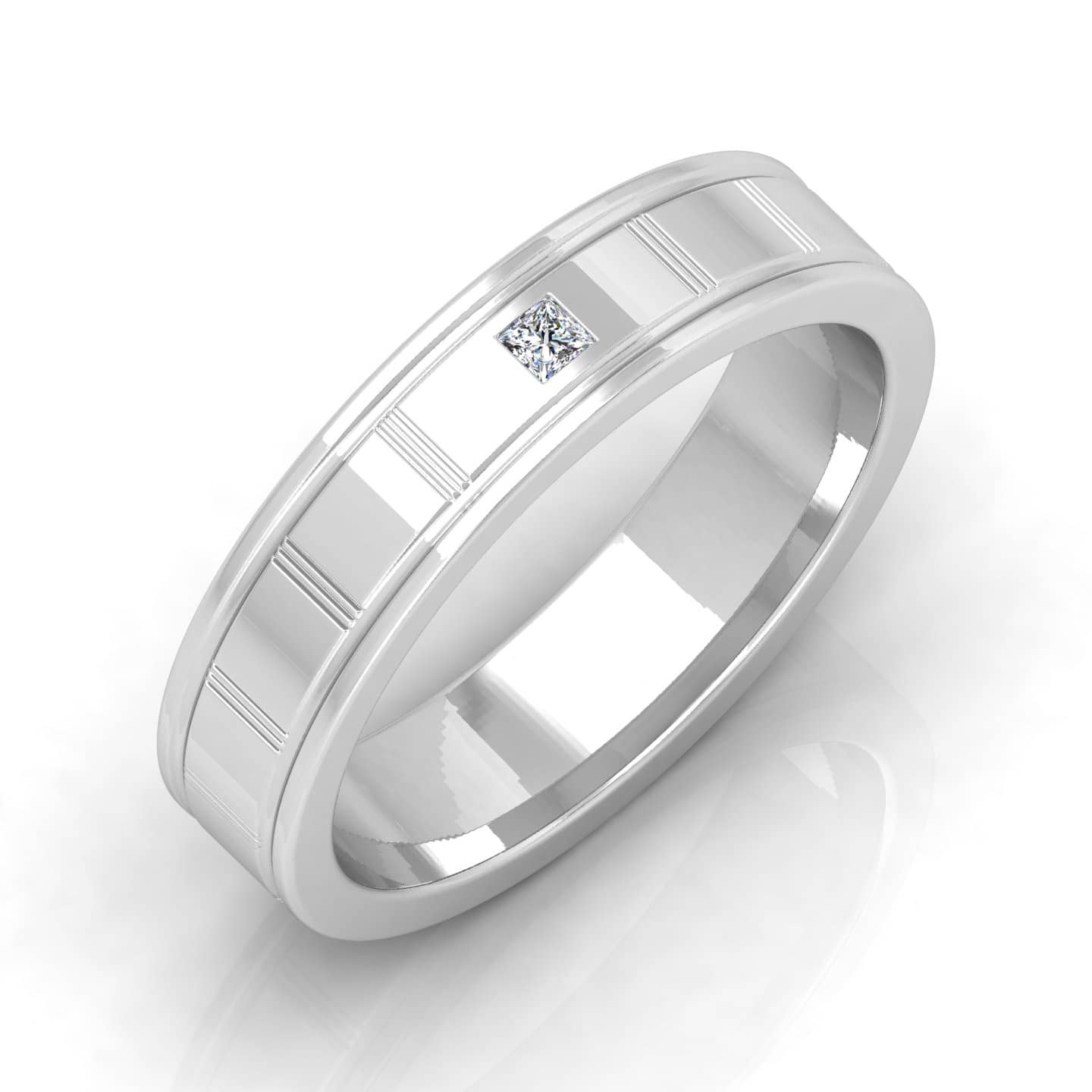 Top Quality 0.10 Ct Natural Princess Diamond Wedding Band For Men