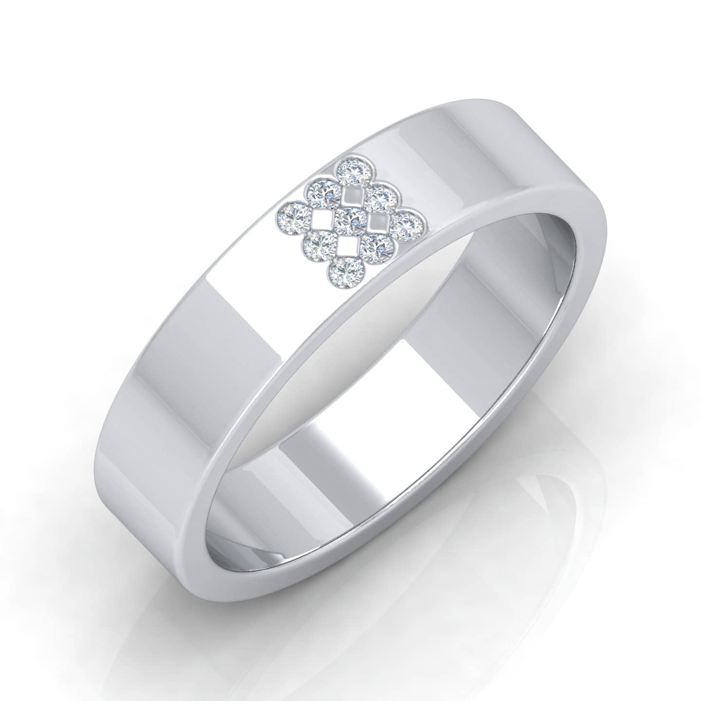 Rubover Set F/VS 0.20 Ct Round Brilliant Cut Diamond Men's Wedding Ring
