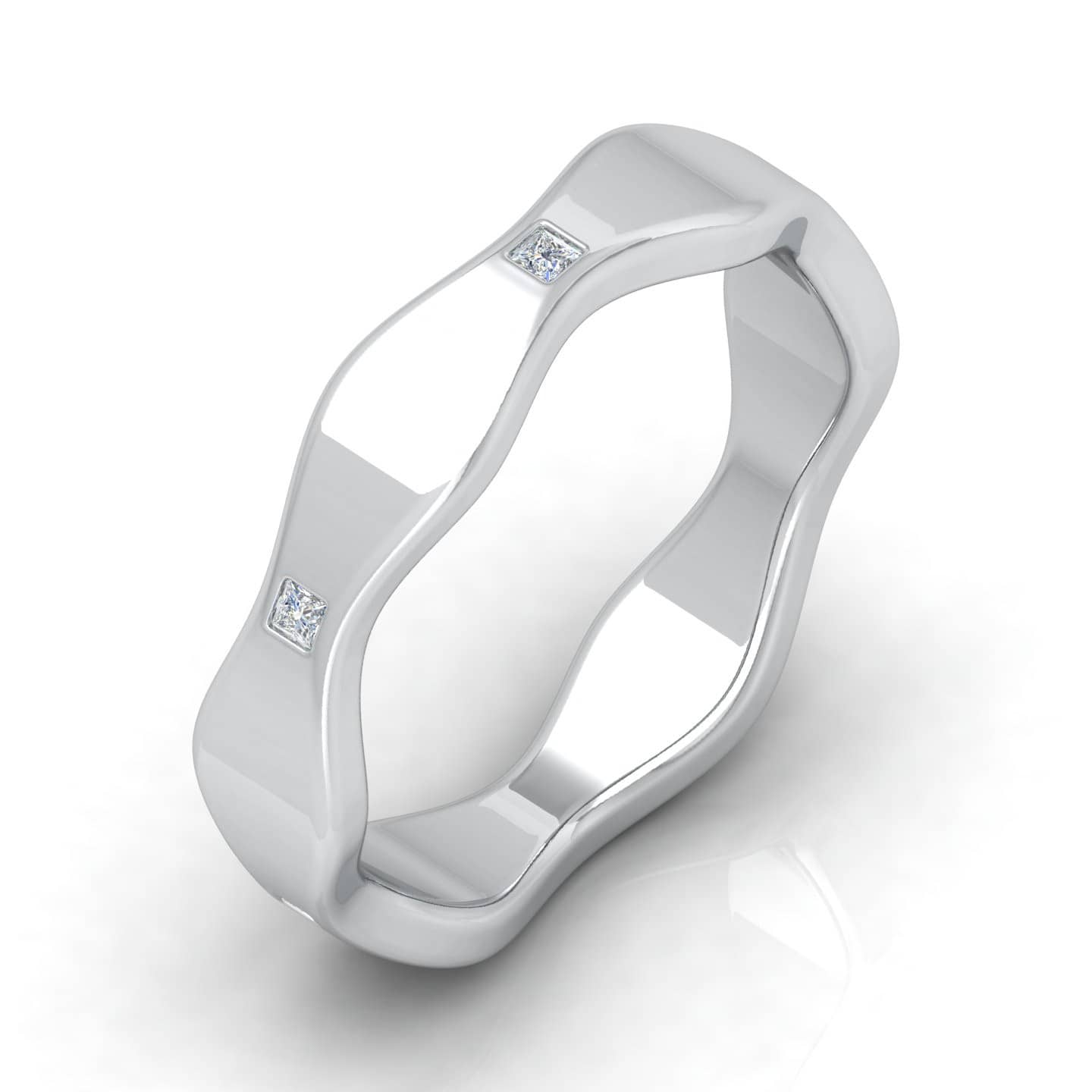 Classic..! F/VS 0.25 Ct Princess Cut Diamond Men's Wedding Ring In 18k White Gold