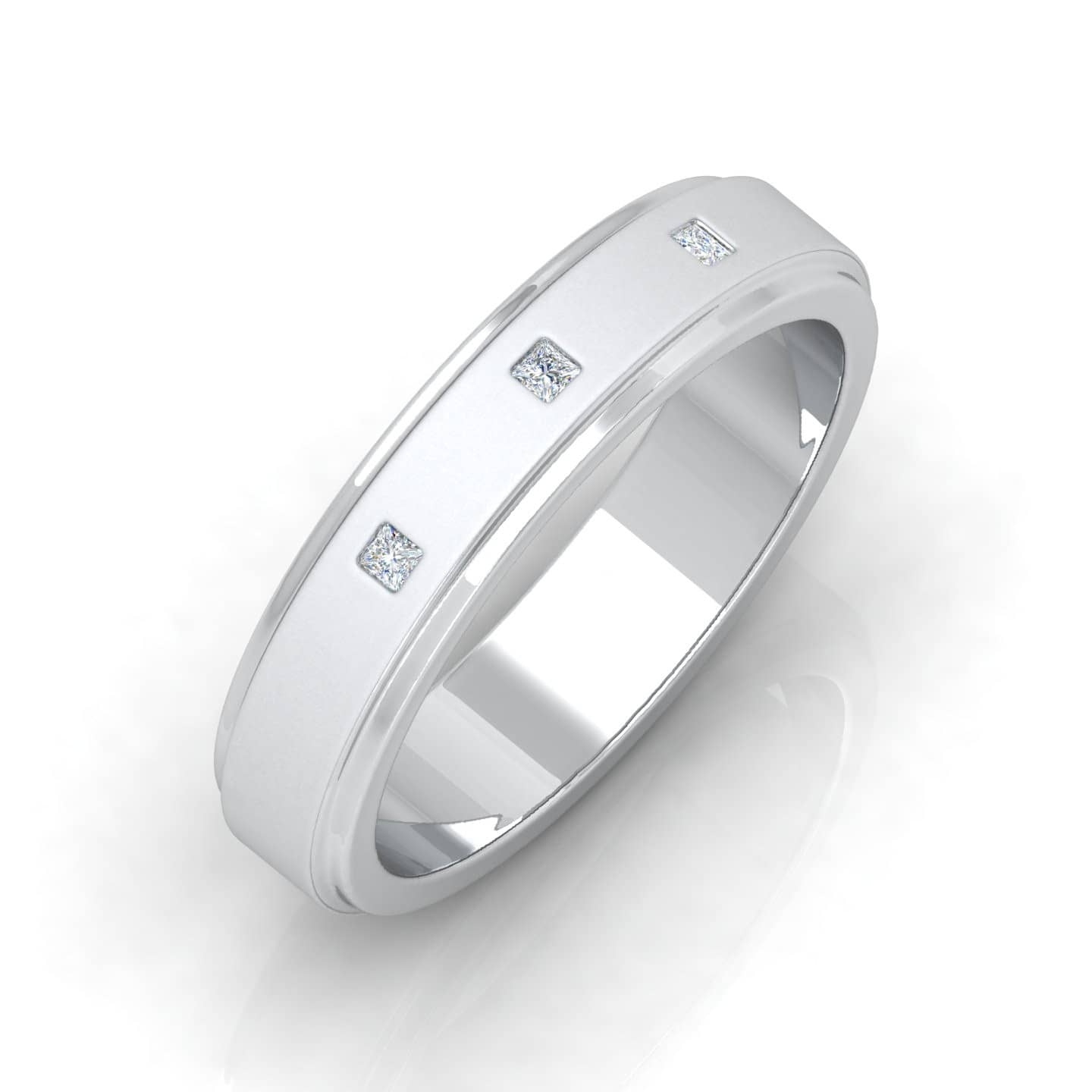 Princess Diamond Designre Men's Wedding Band F/VS 0.15 Ct Diamond Crafted In 18k White Gold