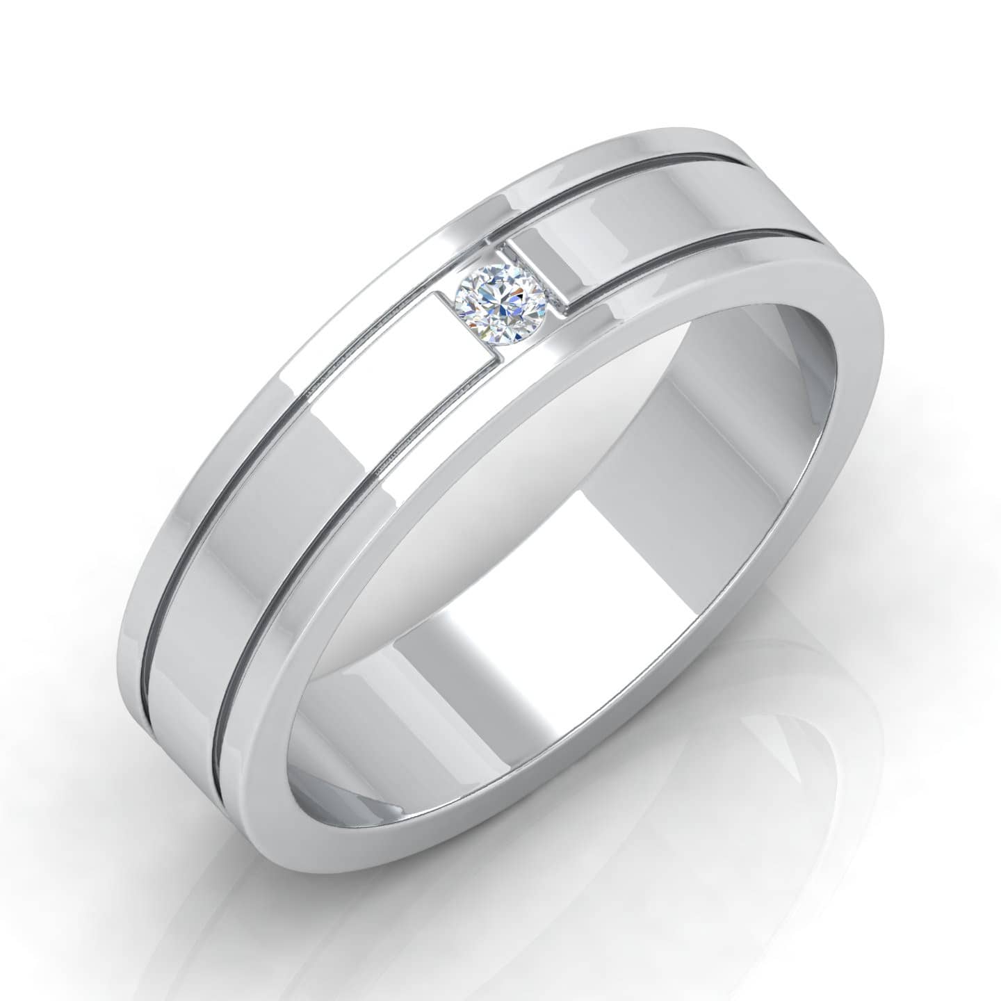Best Sale..! F/VS 0.15 Ct Round Diamond Men's Wedding Band Crafted In 18k White Gold
